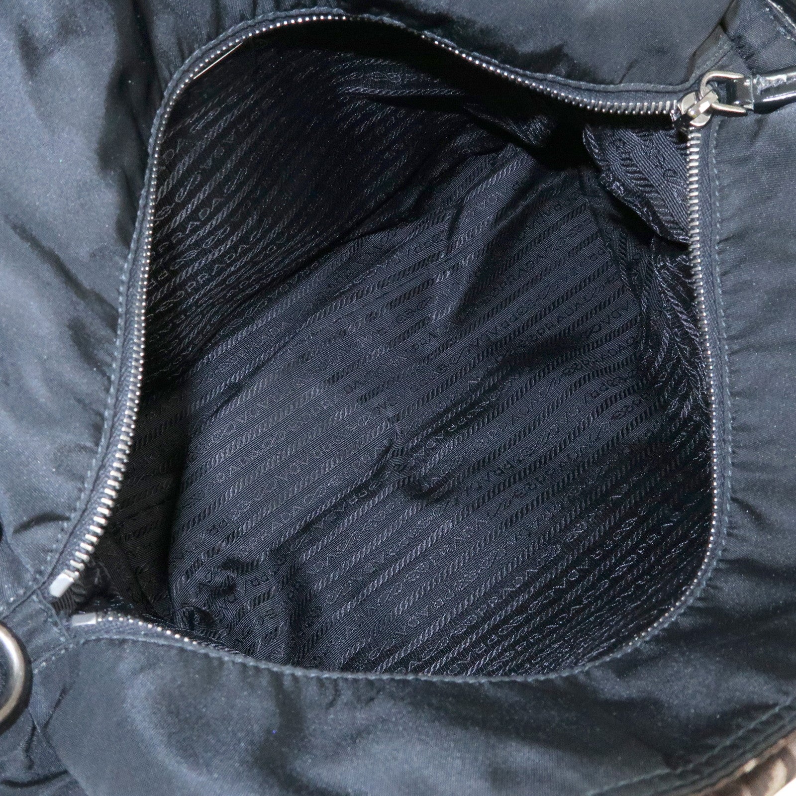 PRADA Triangle Logo Nylon Leather Tote Bag Hand Bag Gray BN2791