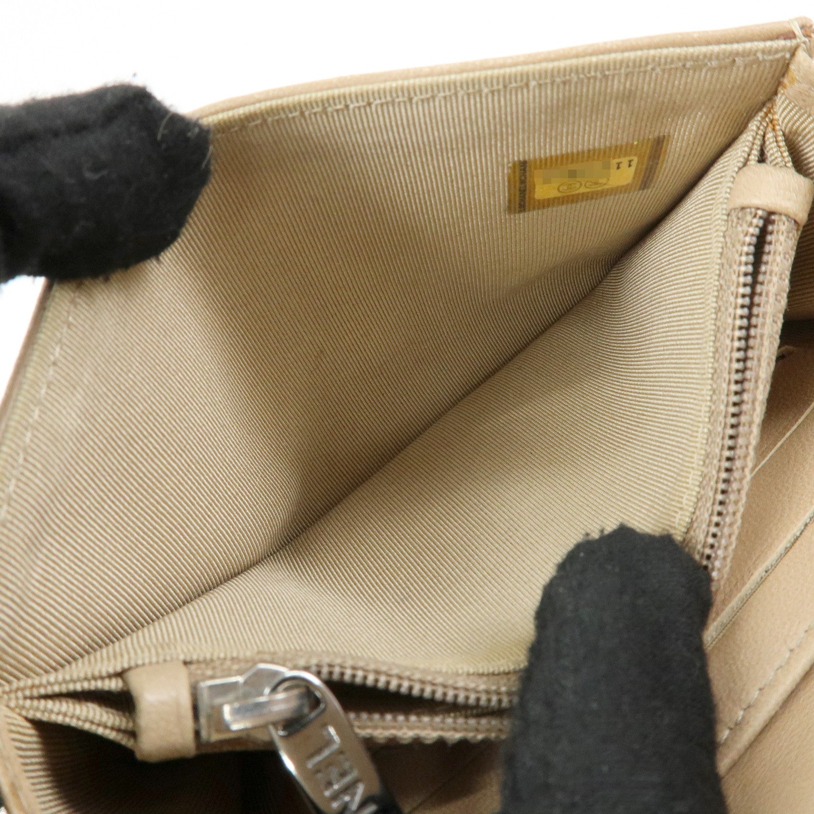 CHANEL Icon Line Unborn Calf Leather Patchwork Compact Wallet Beige