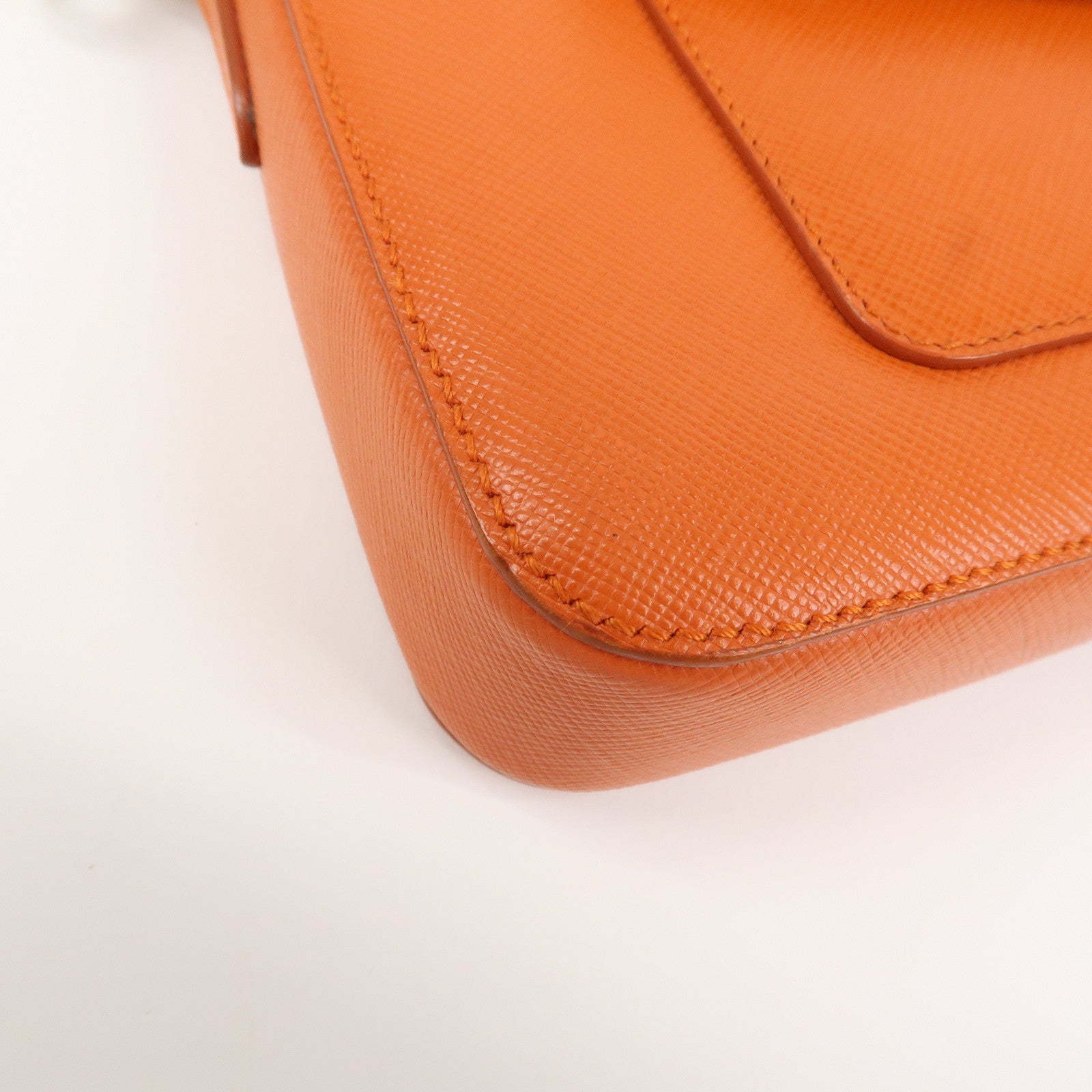 PRADA Logo Leather Shoulder Bag Crossbody Bag Orange BT0834