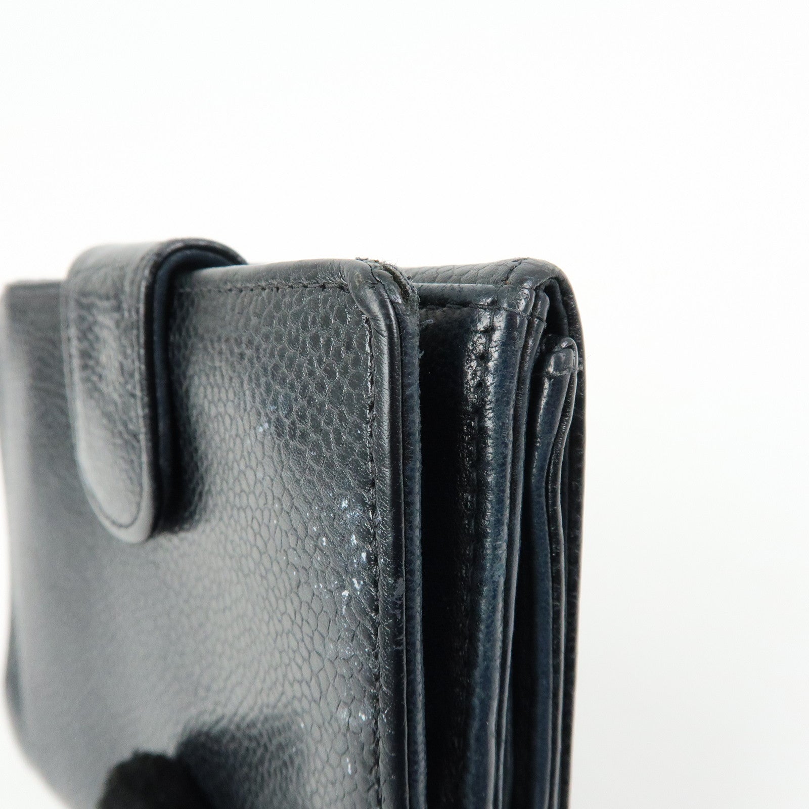 CHANEL COCO Mark Cavairskin Compact Wallet Black