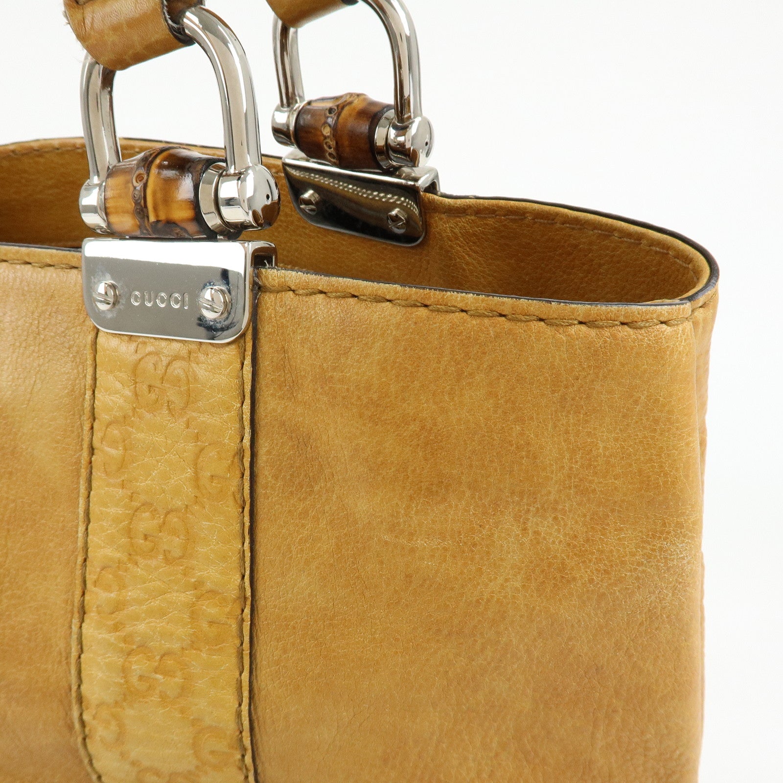 GUCCI Bamboo Bar Guccissima Leather Tote Bag Mustard 232947