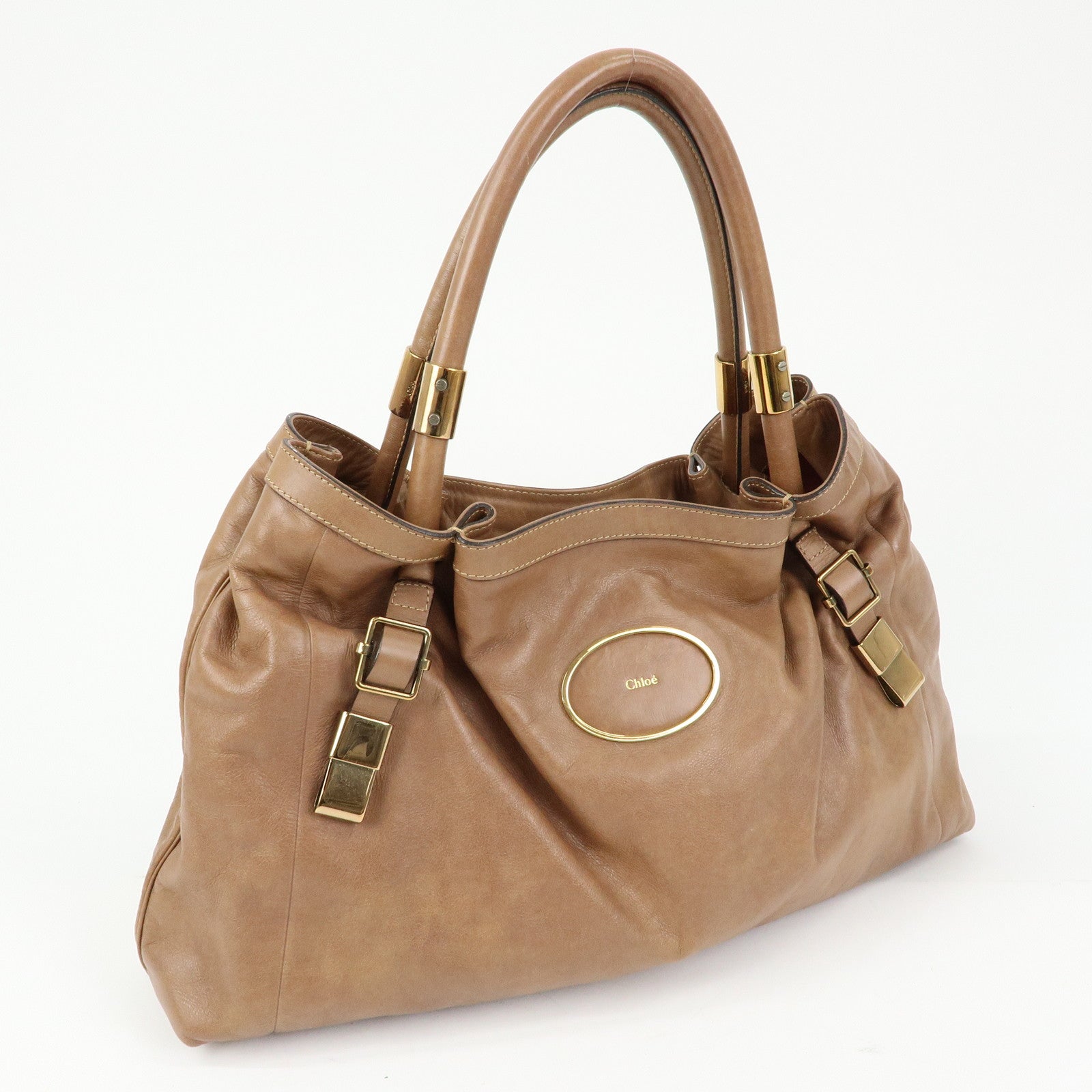 Chloe Victoria Leather Tote Bag Hand Bag Shoulder Bag Brown