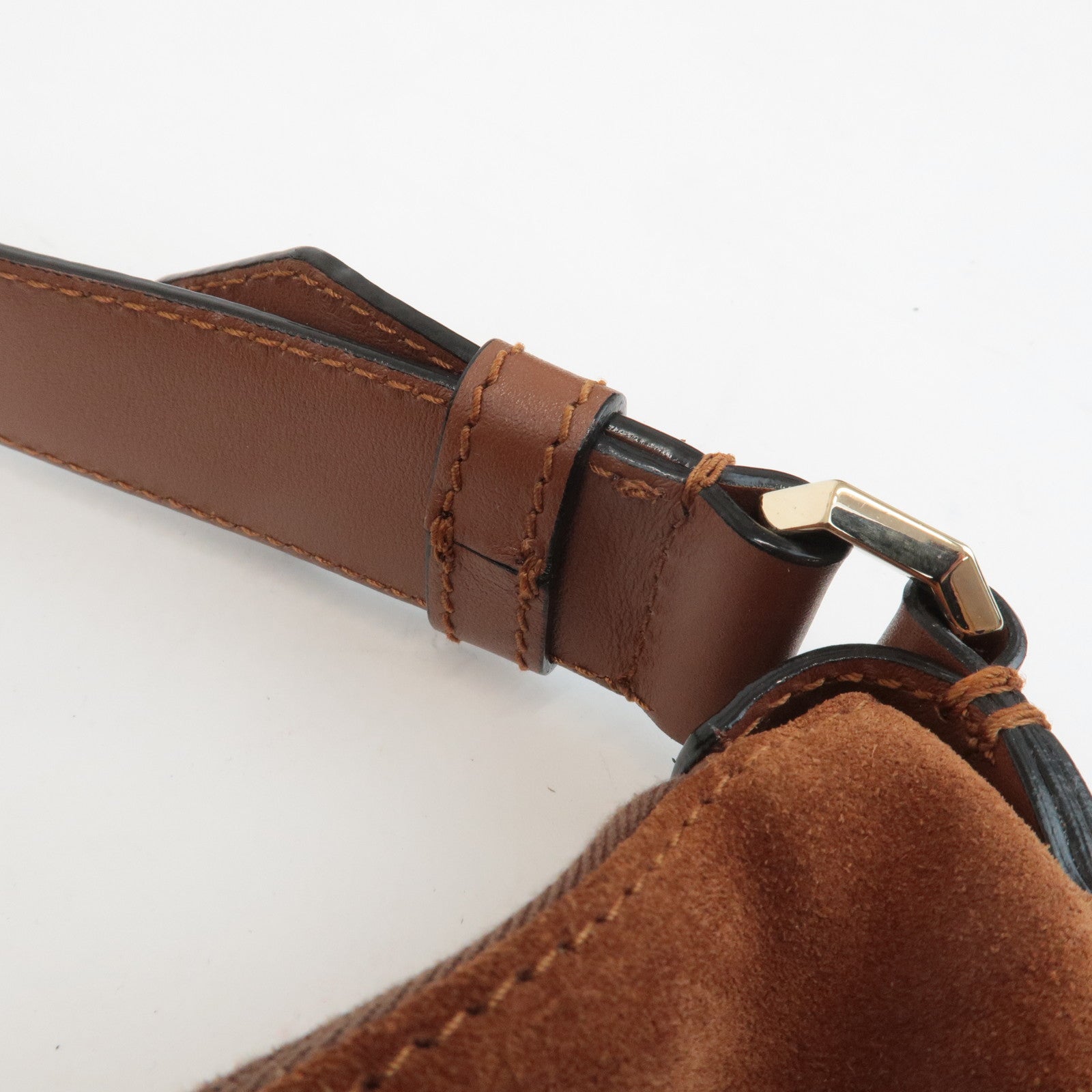 JIMMY CHOO Logo Suede Leather Shoulder Bag Hand Bag Brown Used