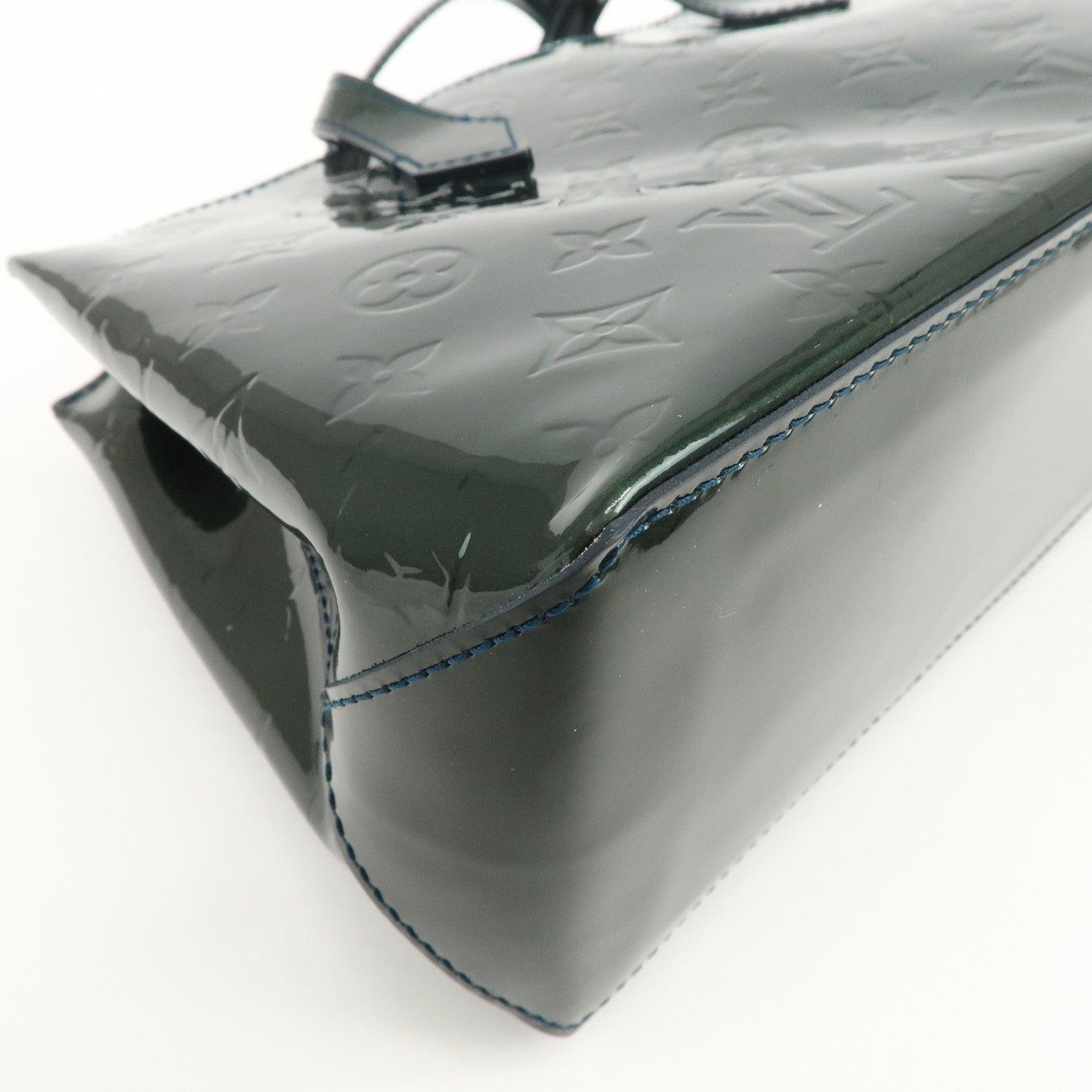 Louis Vuitton Monogram Vernis Wilshire PM Hand Bag Bleu Nuit M93684