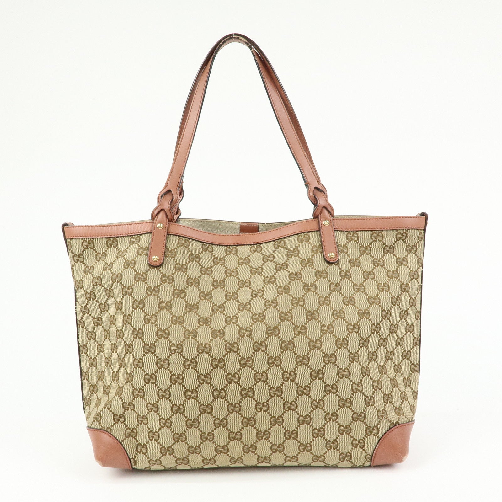 GUCCI GG Canvas Leather Tote Bag Shoulder Bag Beige Pink 247209