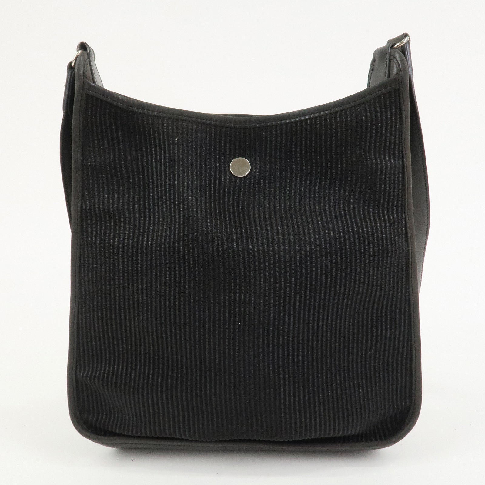 HERMES Vespa PM Crinolin Leather Shoulder Bag C Stamped Black