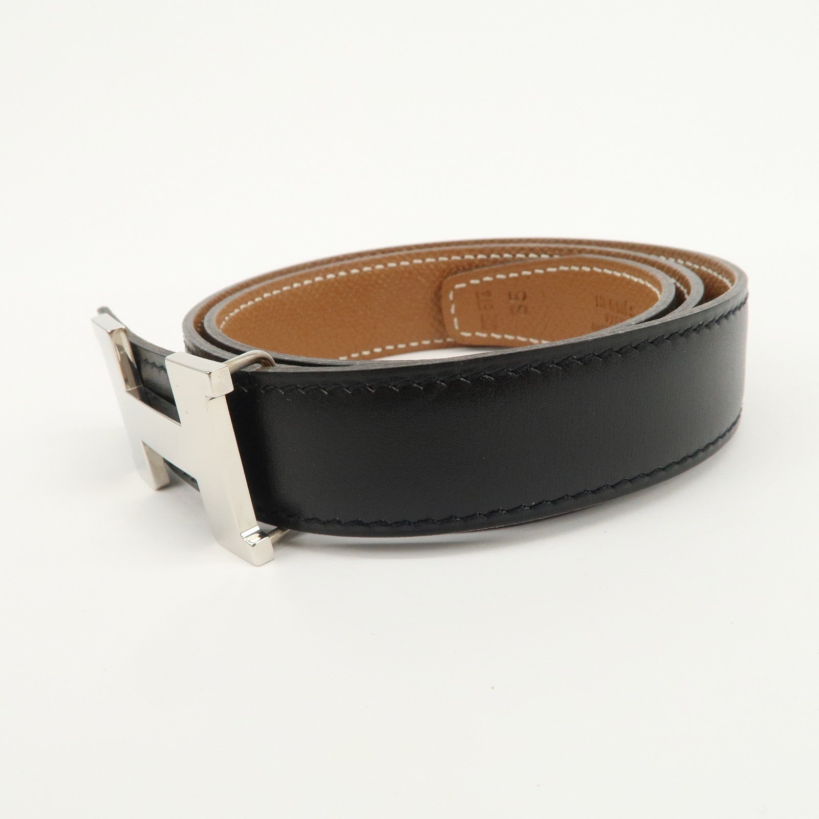 HERMES H Buckle Reversible Constance Belt 65 □D Stamped Black