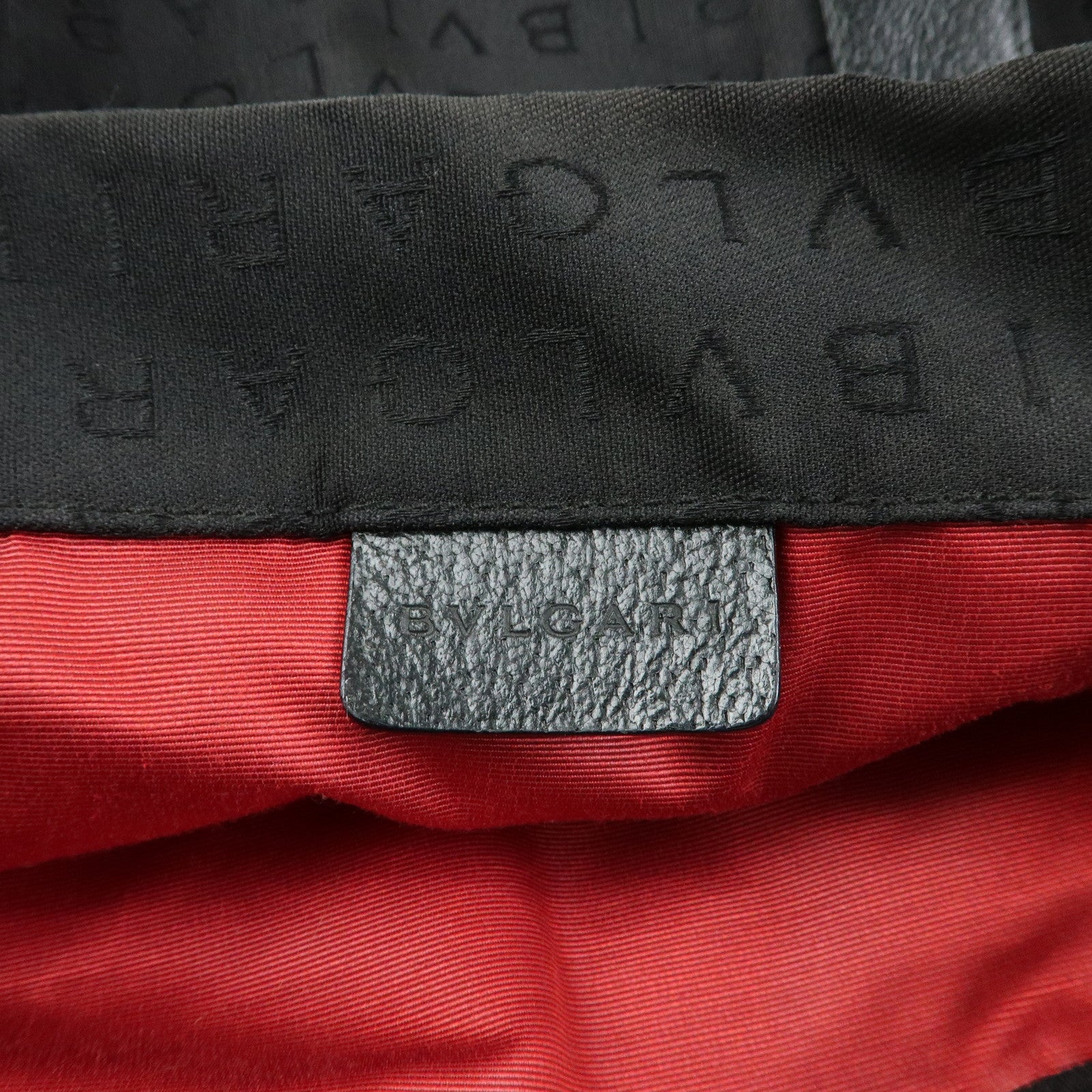 BVLGARI Logo Mania Canvas Leather Tote Bag Hand Bag Black