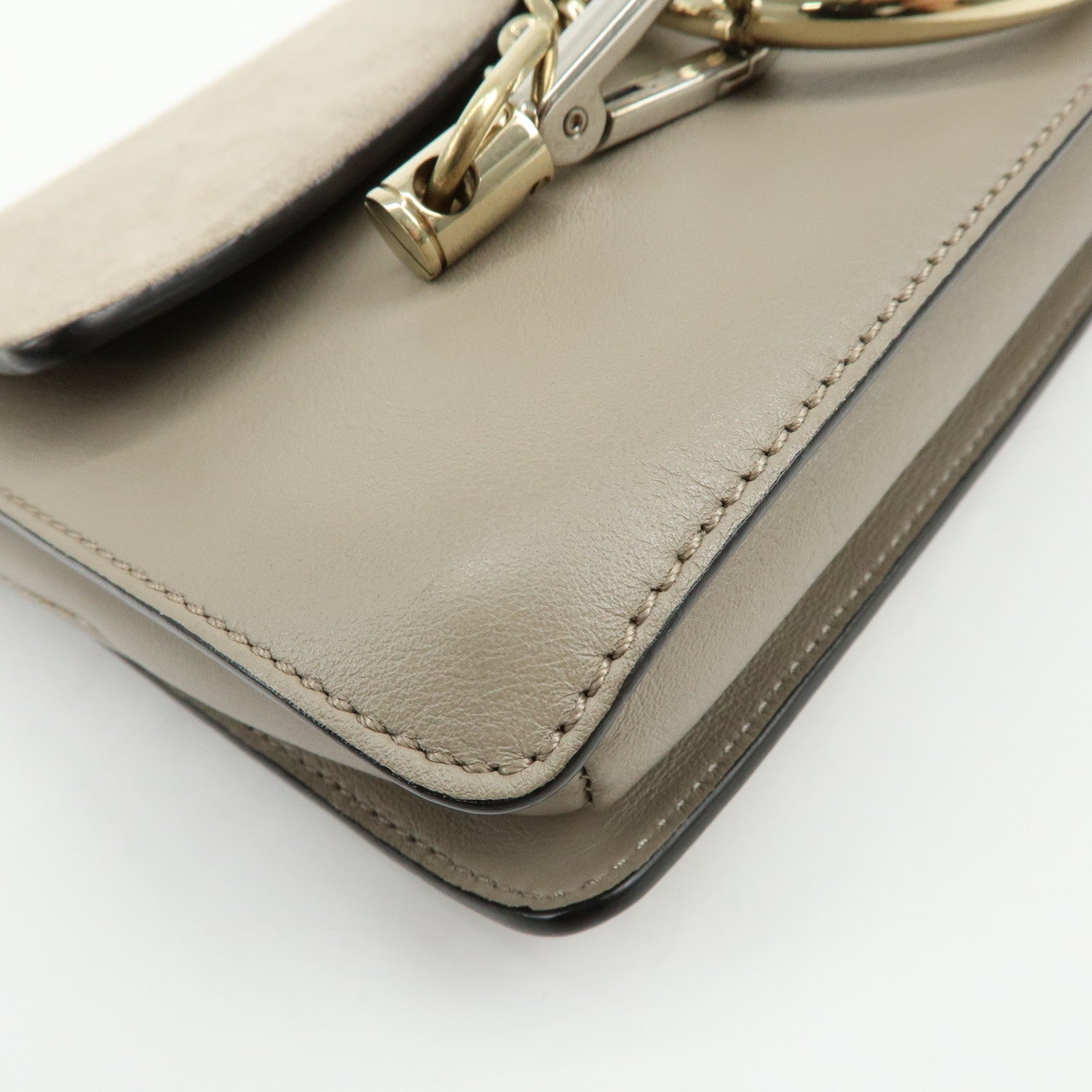 Chloe Faye Suede Leather Shoulder Bag Crossbody Bag Greige