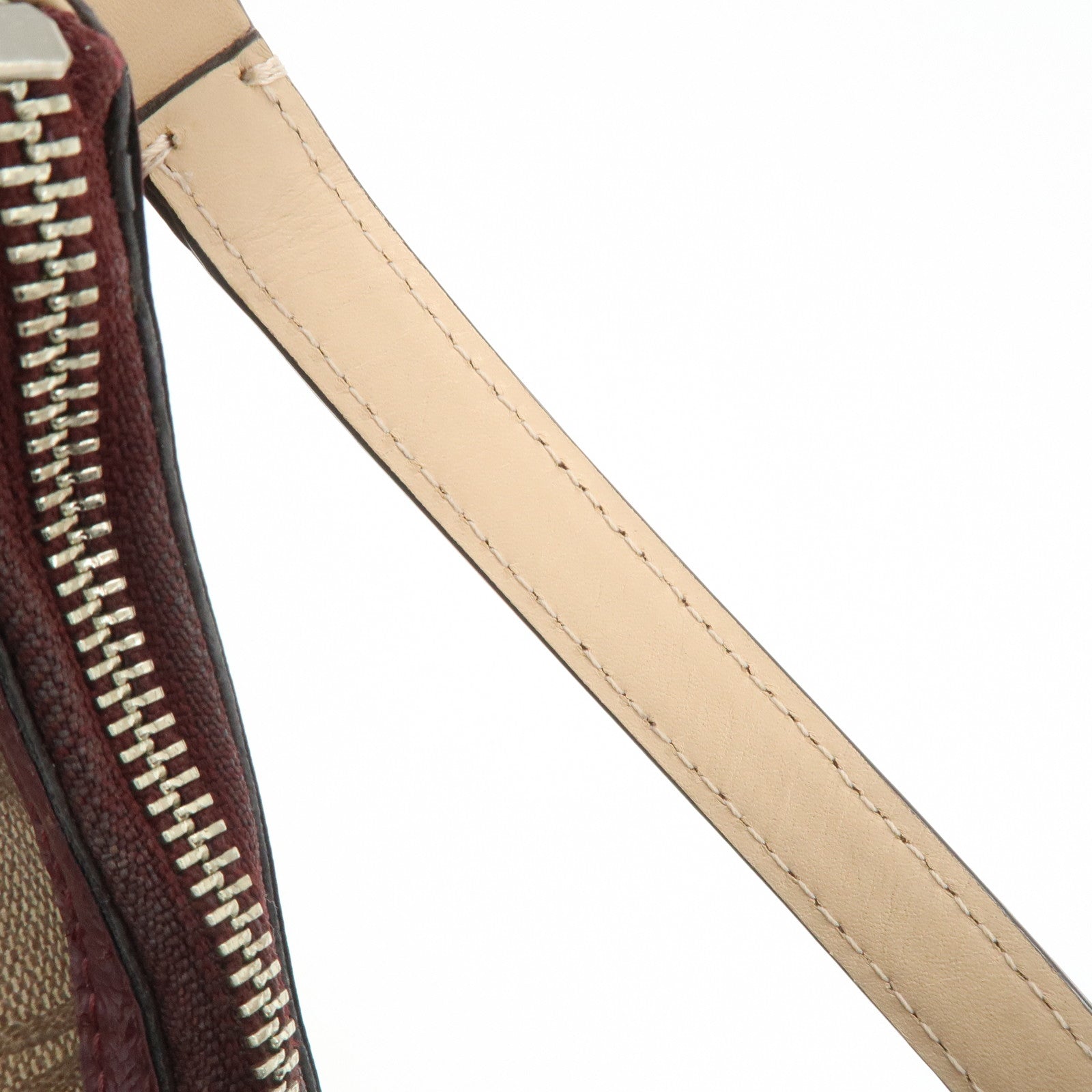 COACH Signature PVC Patent Leather 2Way Shoulder Bag Hand Bag Beige