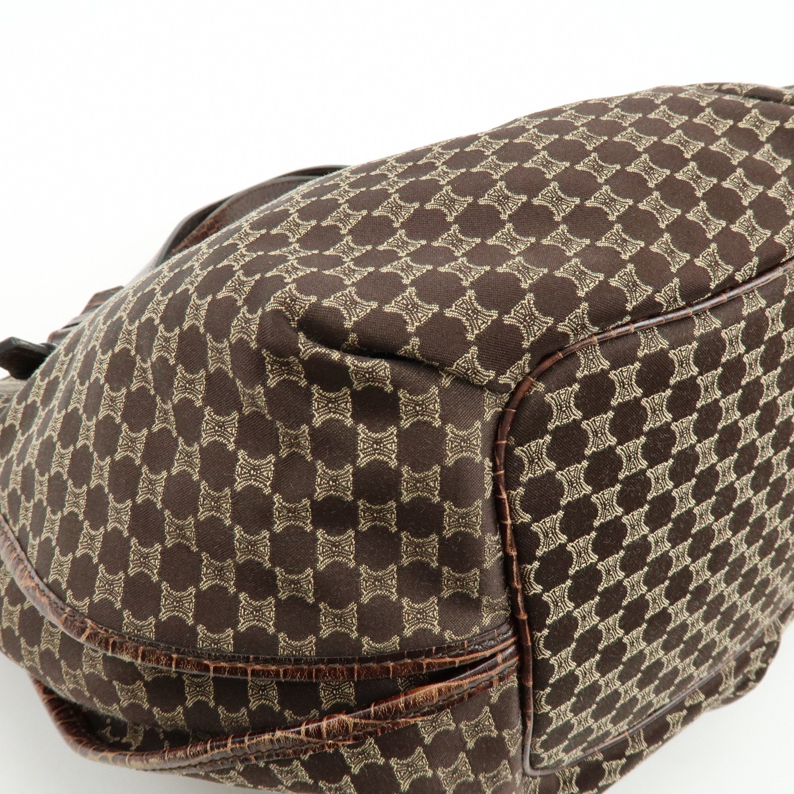 CELINE Macadam Bittersweet Canvas Embossed Leather Shoulder Bag