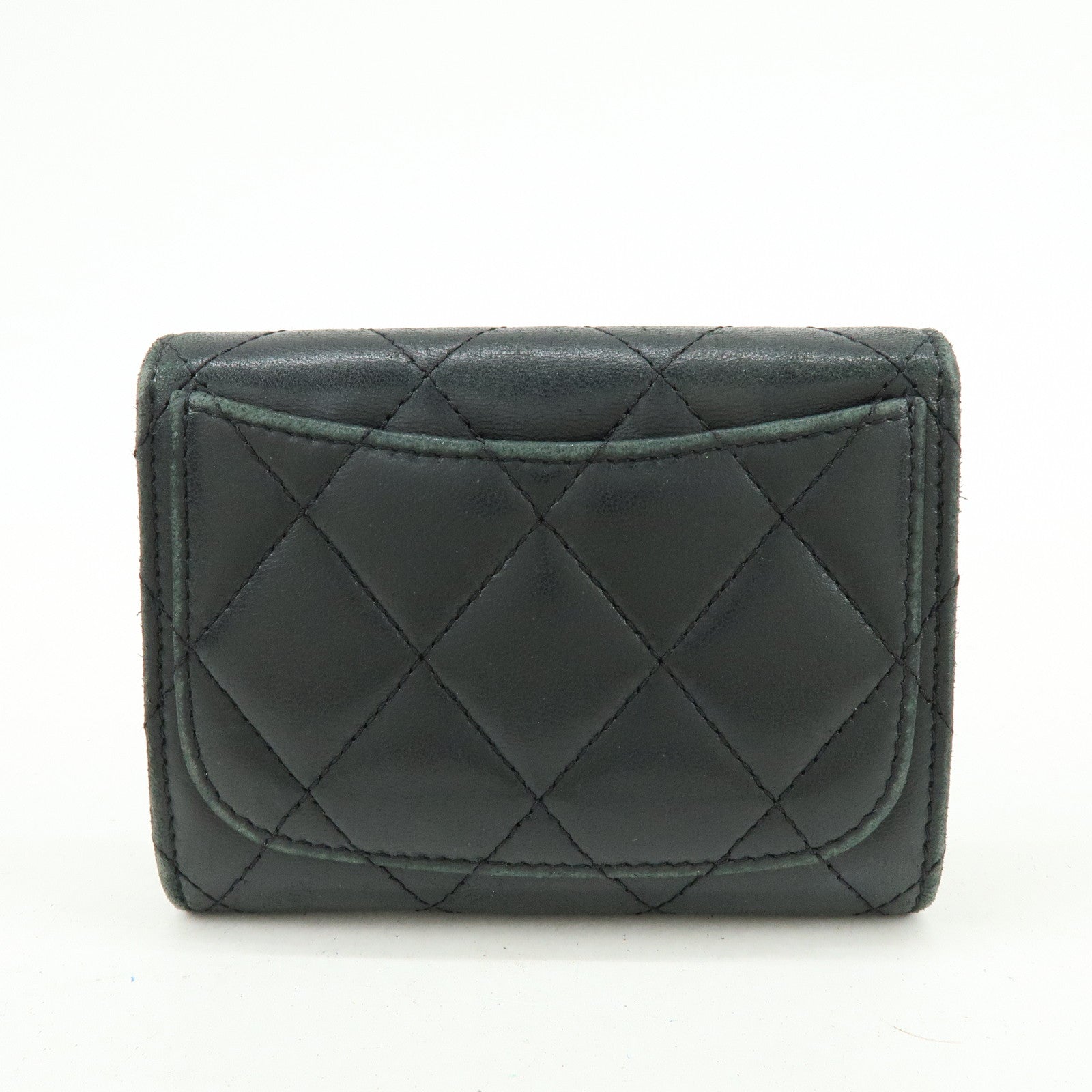 CHANEL COCO Mark Lambskin Matelasse Compact Wallet Black