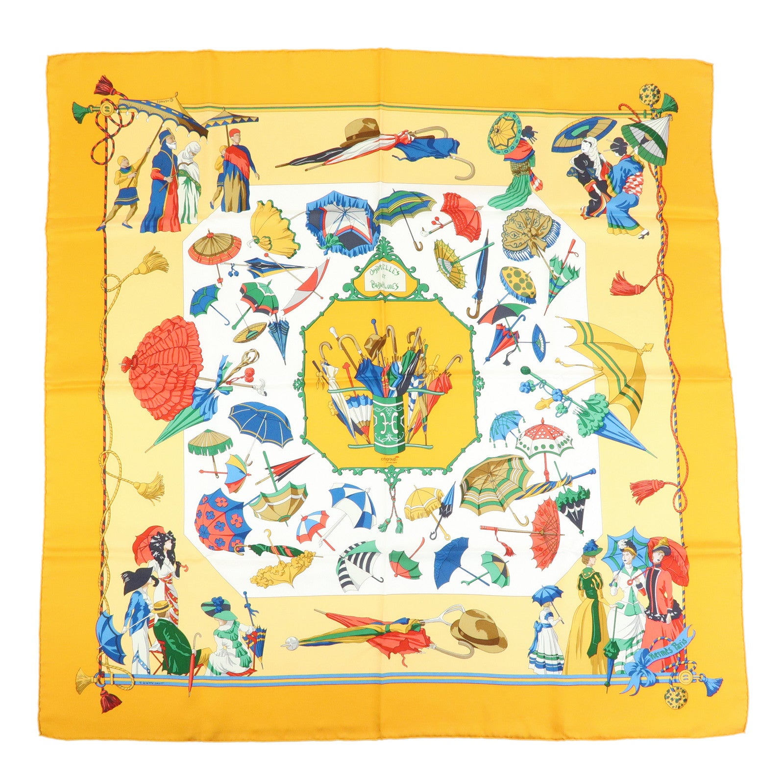 HERMES Carre 90 Silk 100% Scarf OMBRELLES ET PARAPLUIES