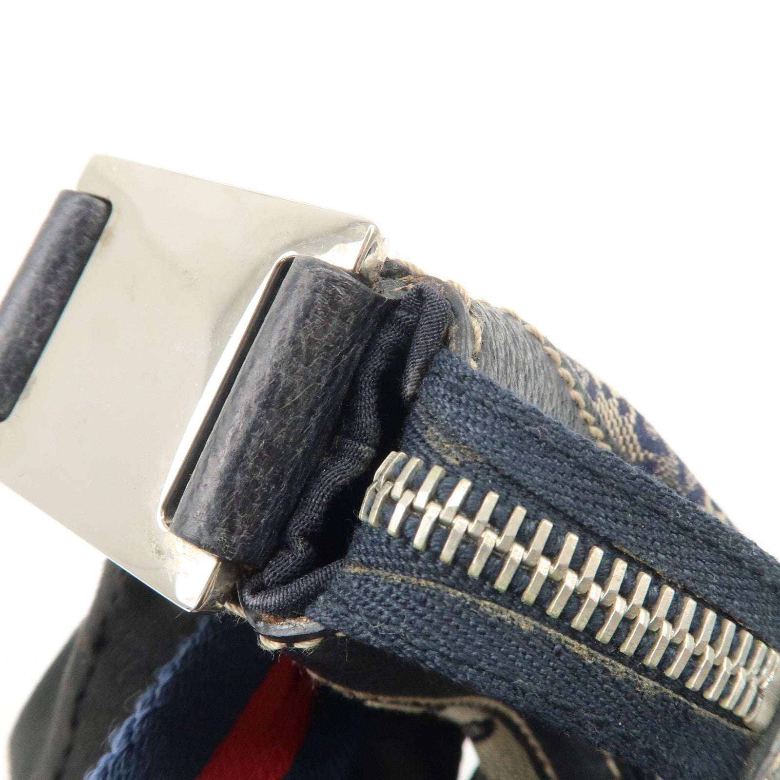 GUCCI Sherry GG Canvas Shoulder Bag Beige Navy 145811