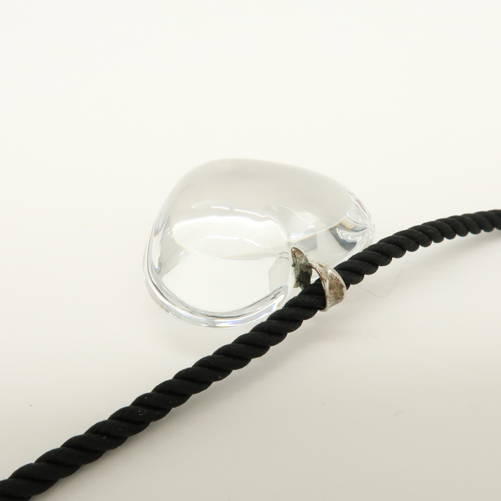 Baccarat Crystal Silver Heart Motif Necklace SV925 Clear Black