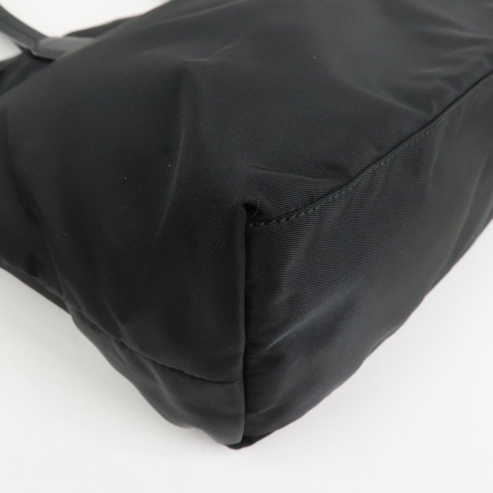 PRADA Logo Nylon Saffiano Leather Tote Bag Shoulder Bag Black