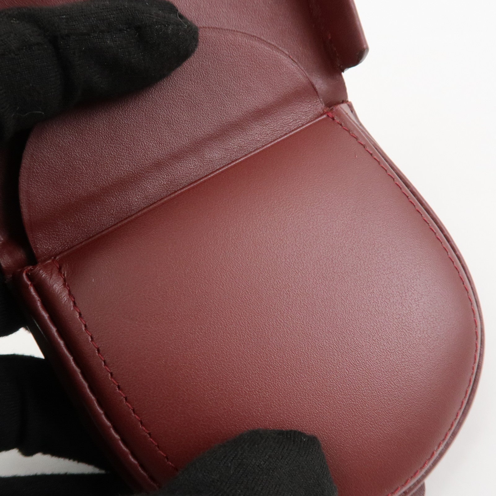 Cartier Must Line Logo Leather Coin Case Coin Purse Bordeaux
