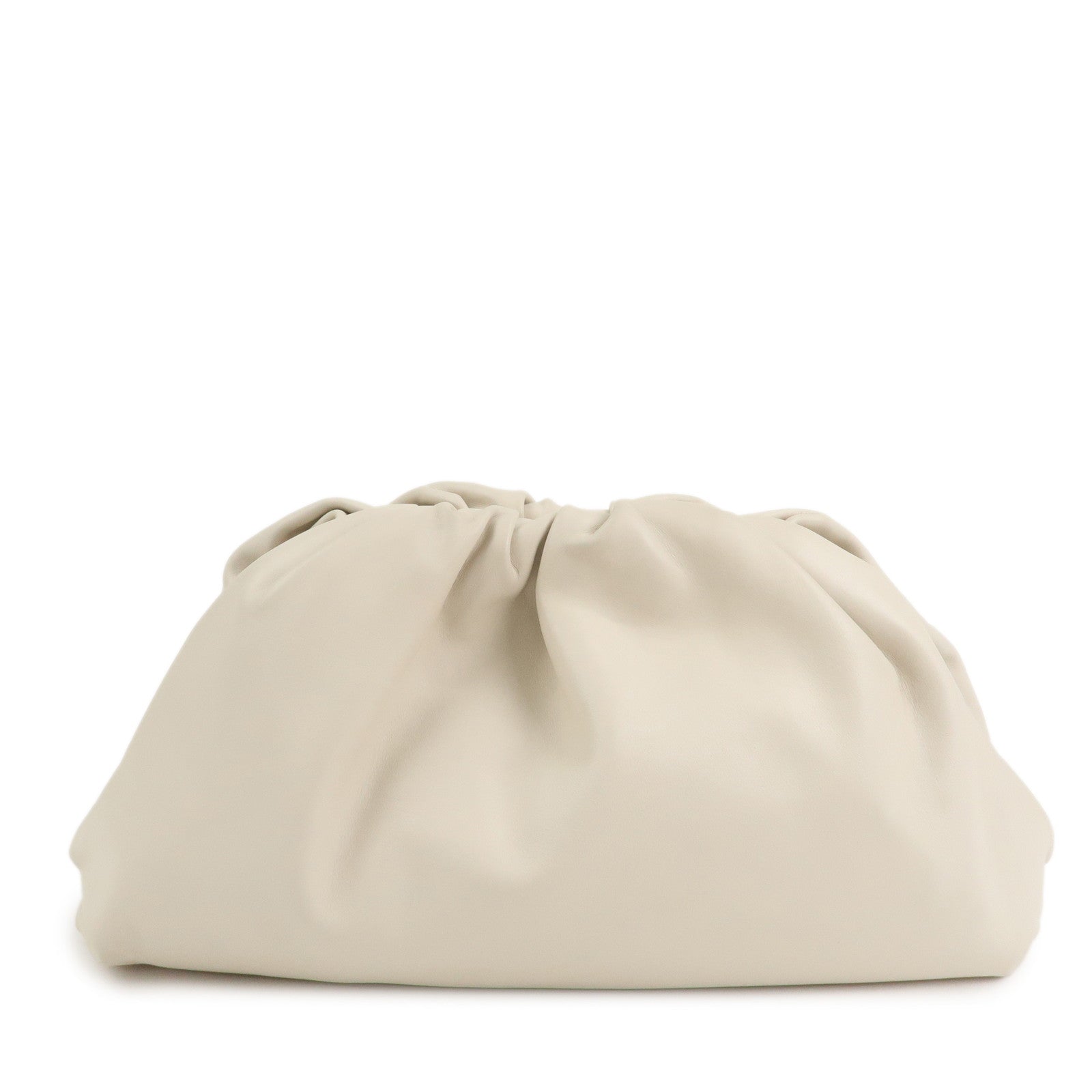 BOTTEGA VENETA Leather The Pouch Clutch Bag Hand Bag Ivory