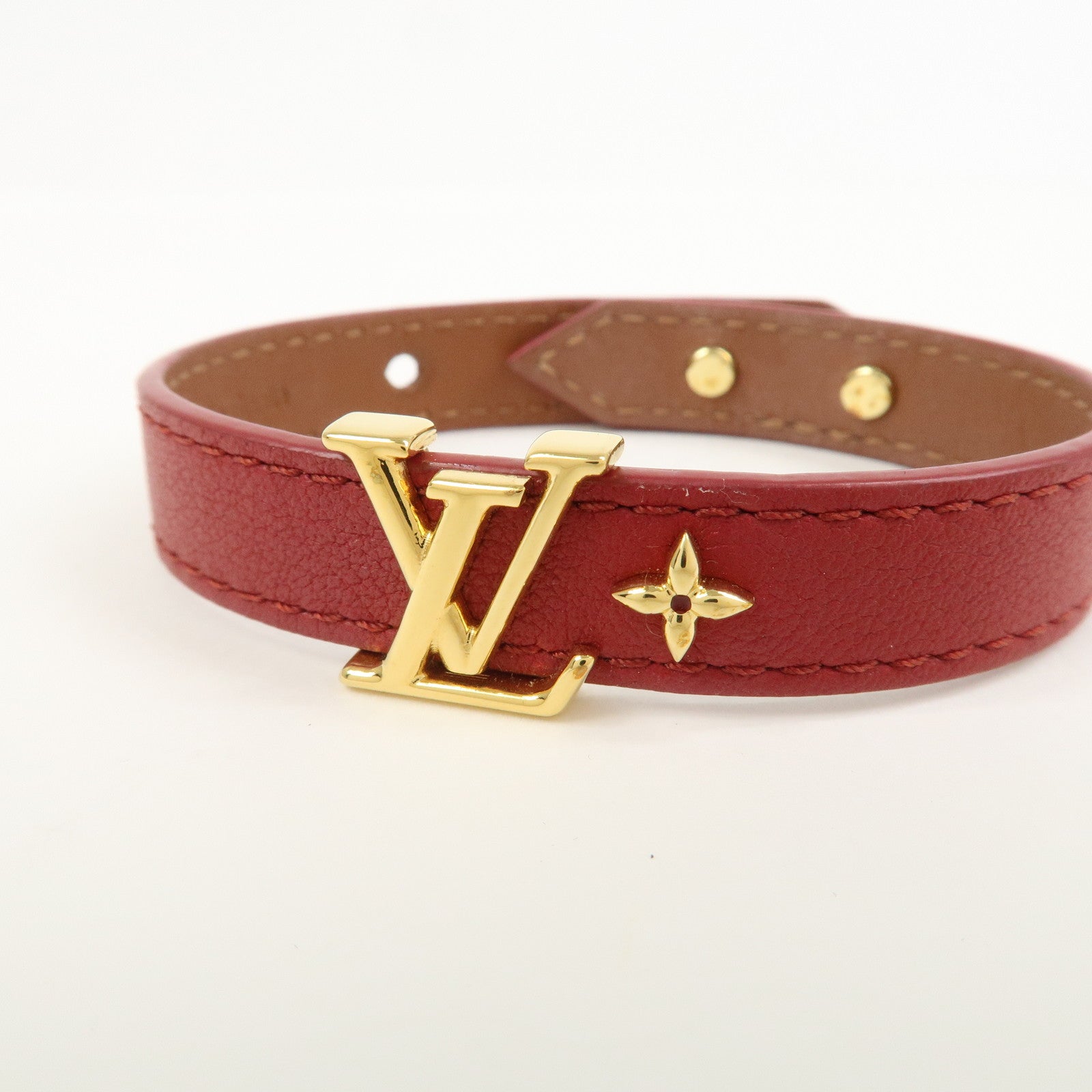 Louis Vuitton Iconic Leather Metal Bracelet Rouge Red M8106