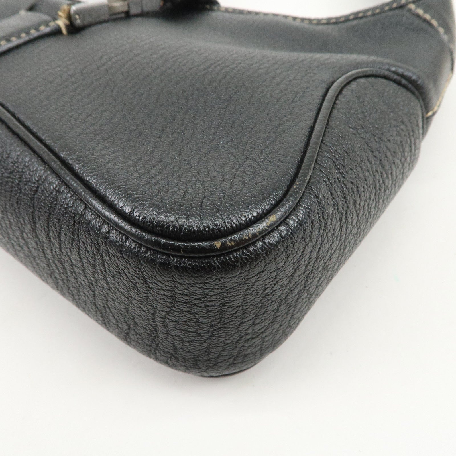 Ferragamo Logo Leather Shoulder Bag Hand Bag Black