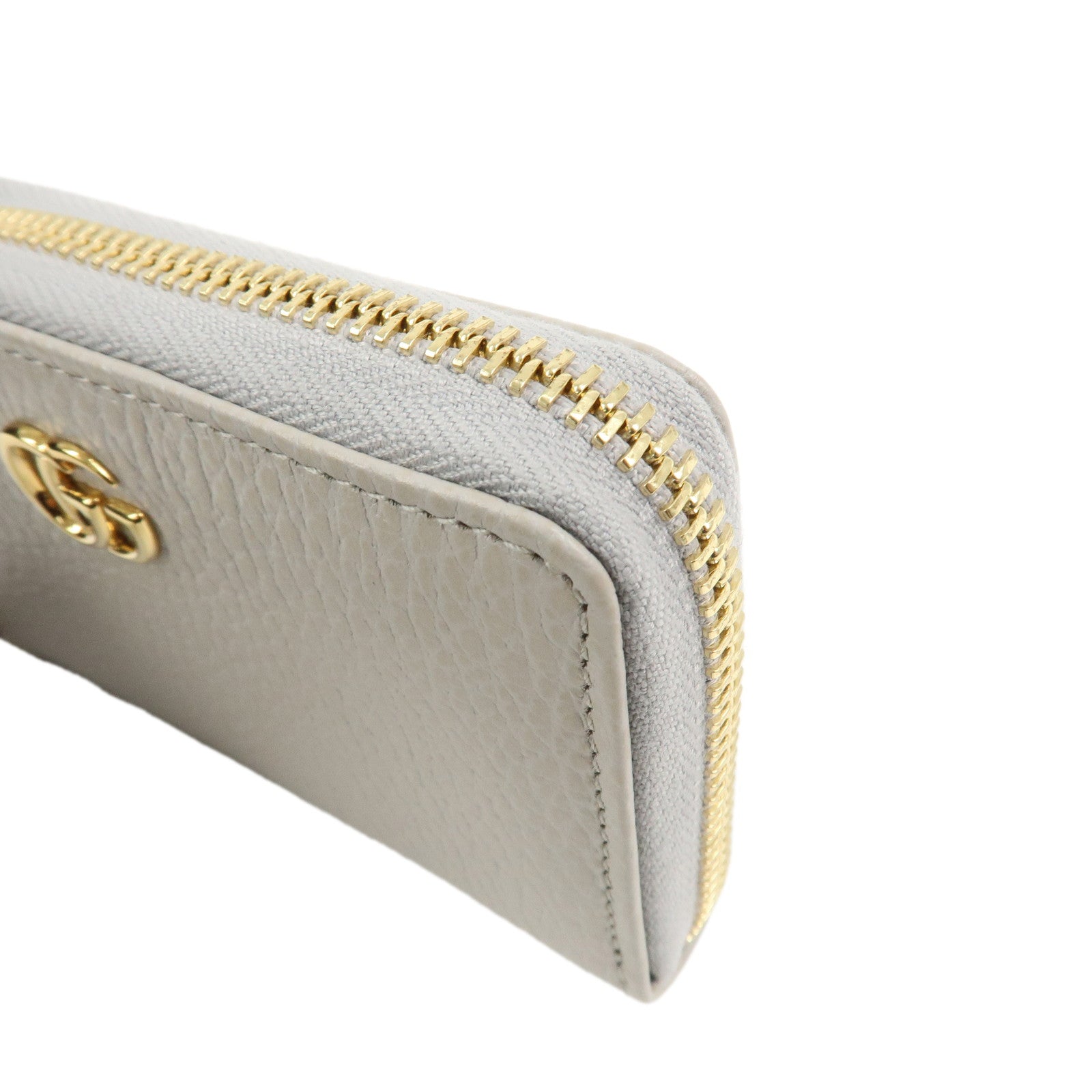 GUCCI GG Marmont Leather Round Zippy Coin Case Grey 644412