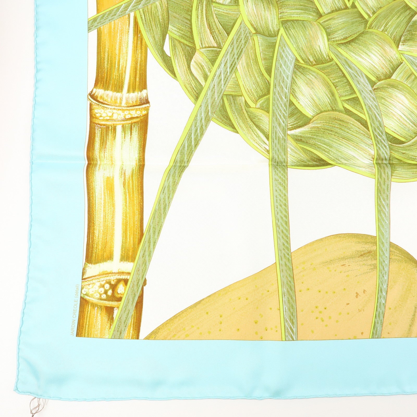 HERMES HERMES Carre 90 Silk 100% Scarf Jardin Creole Green Blue