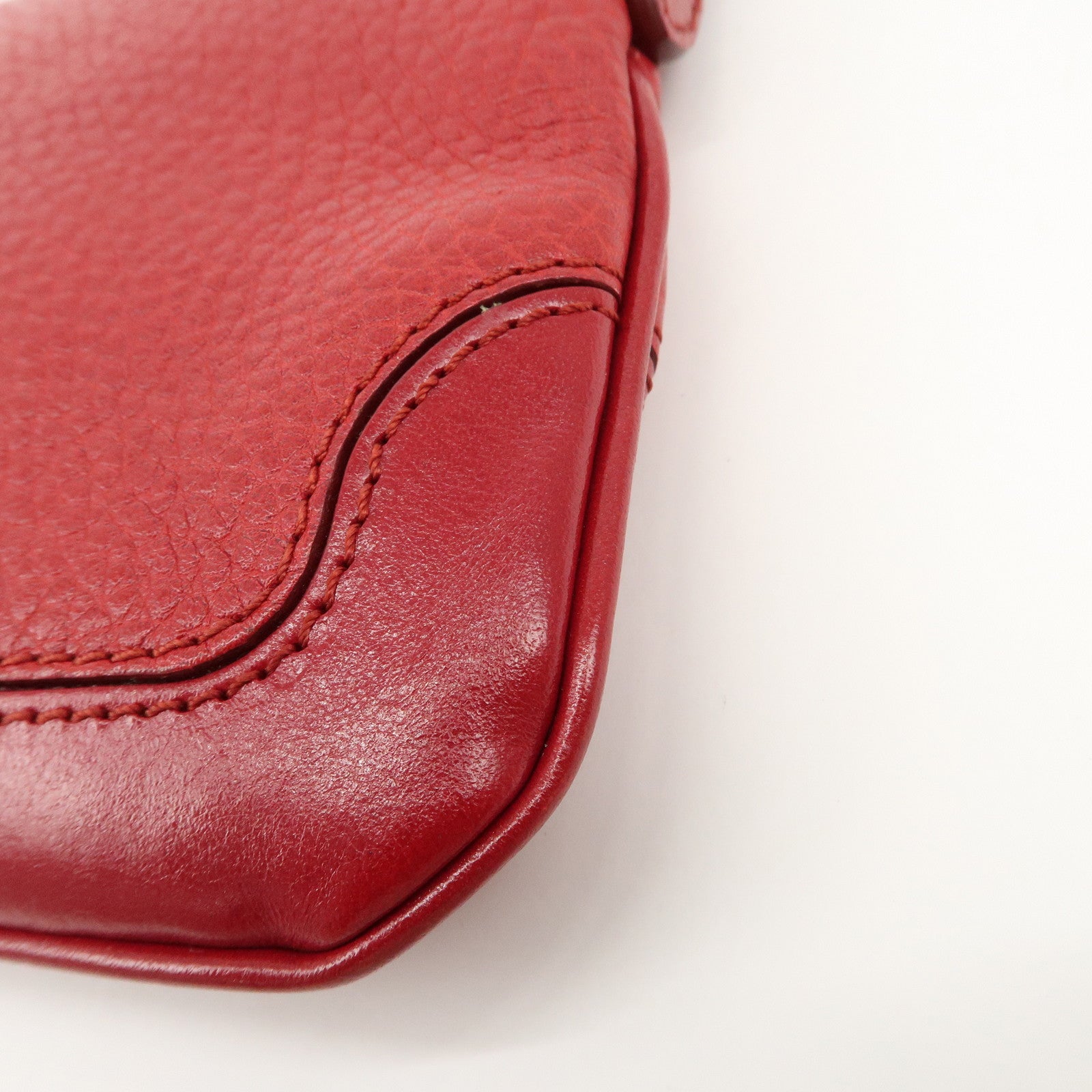 BURBERRY Logo Leather Chain Shoulder Bag Crossbody Bag Red Used