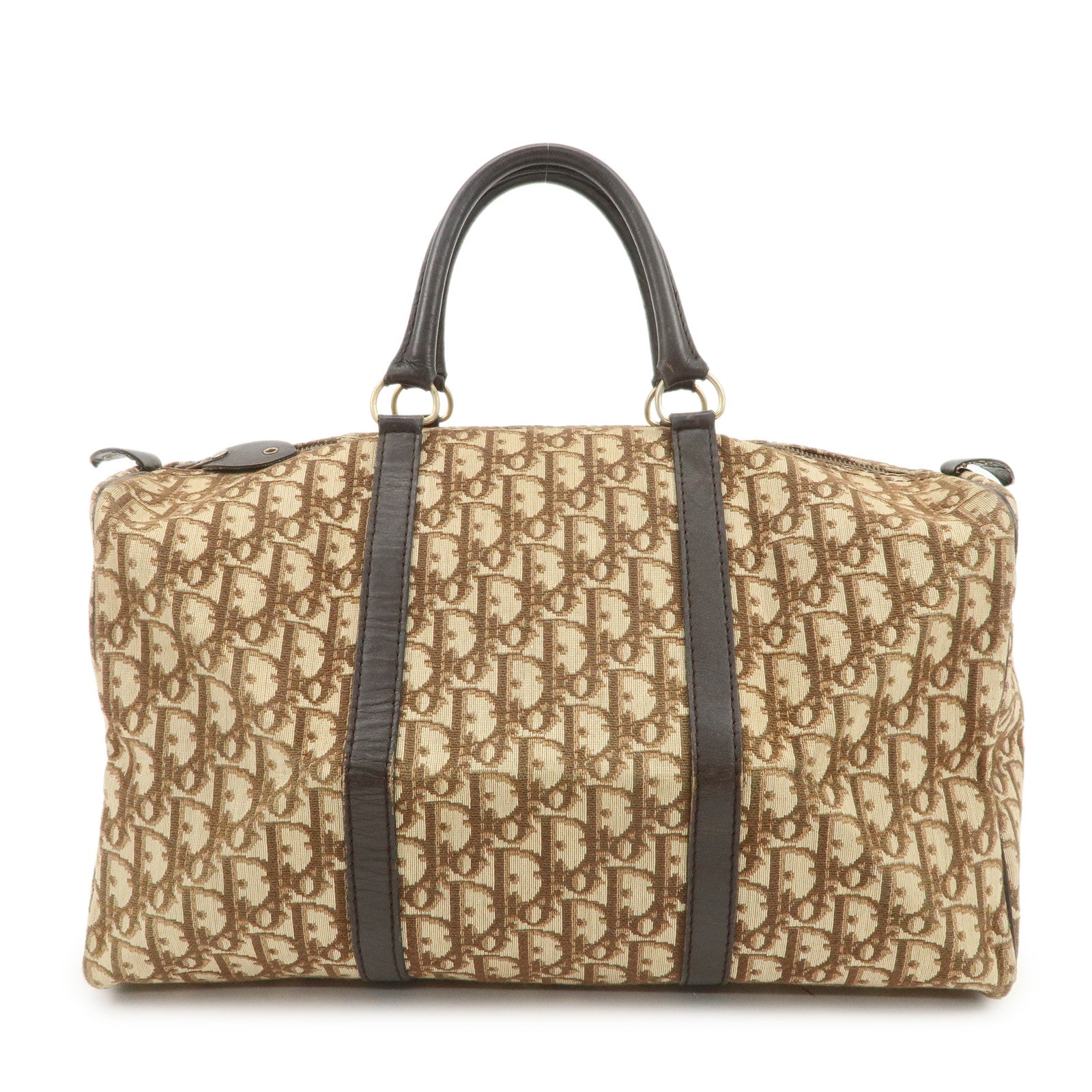 Christian Dior Trotter Jacquard Canvas Boston Bag Hand Bag Brown