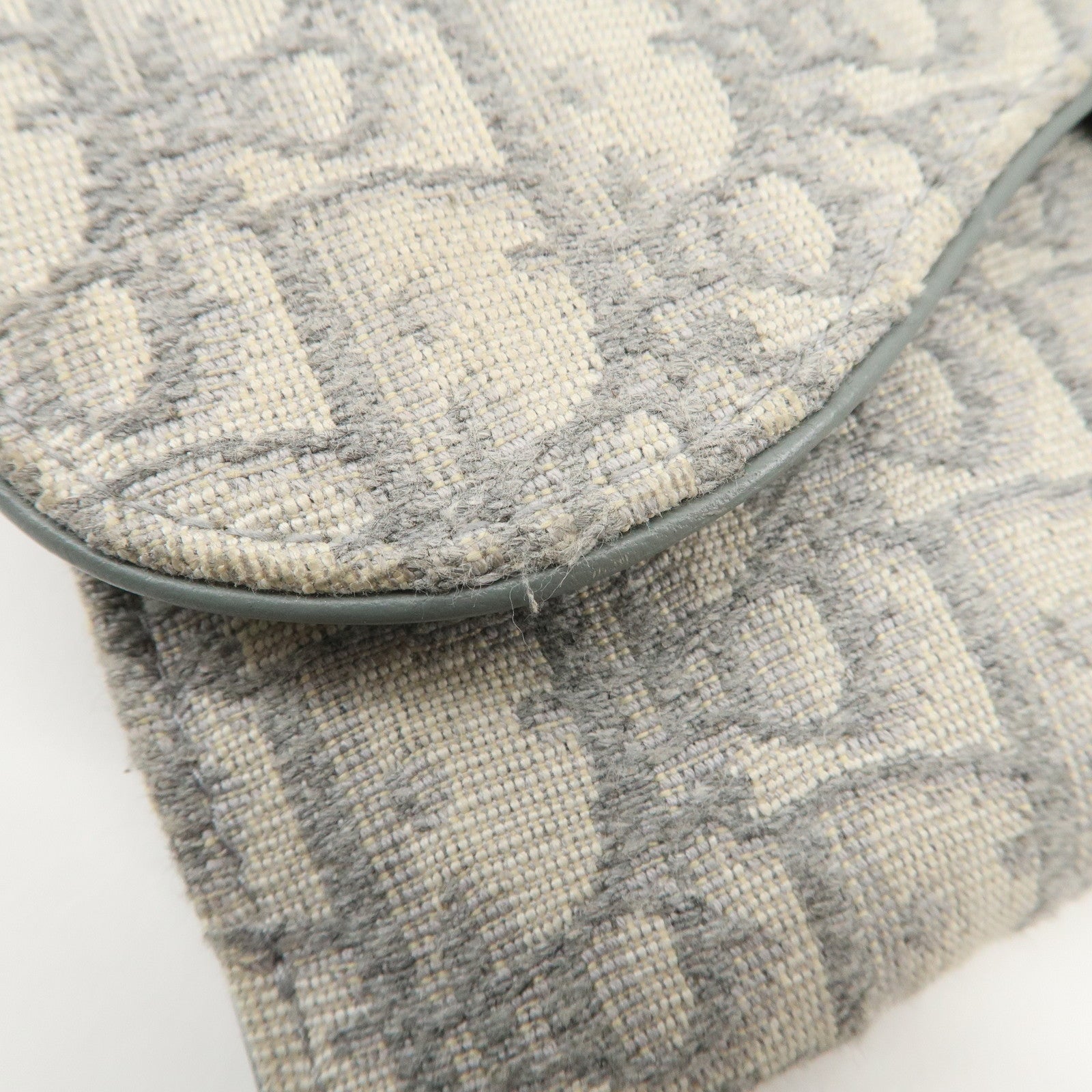 Christian Dior Oblique Jacquard Calf Leather Chain Wallet Gray WOC