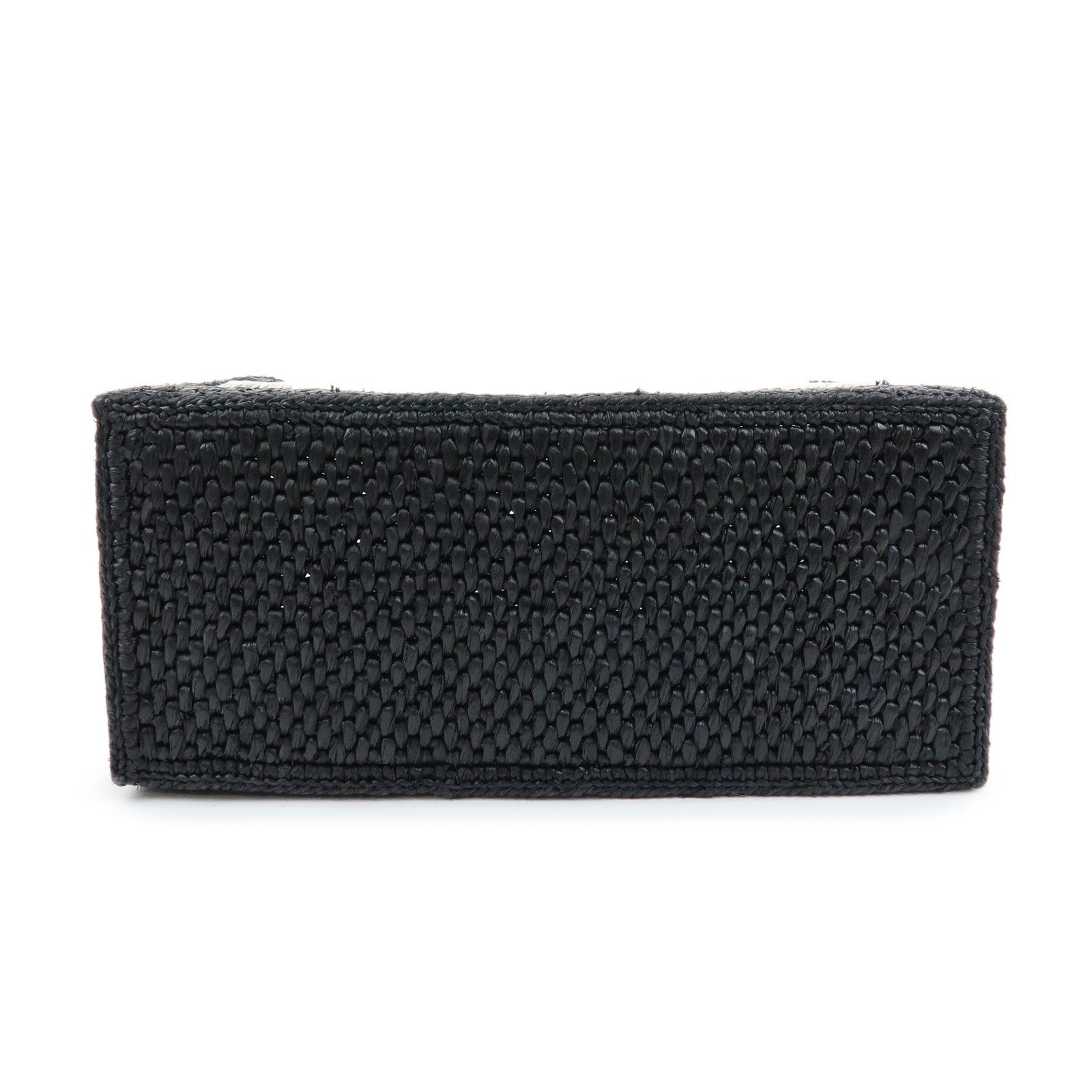 LOEWE Font Tote Mini Bag Raffia Leather 2Way Bag Hand Bag Black