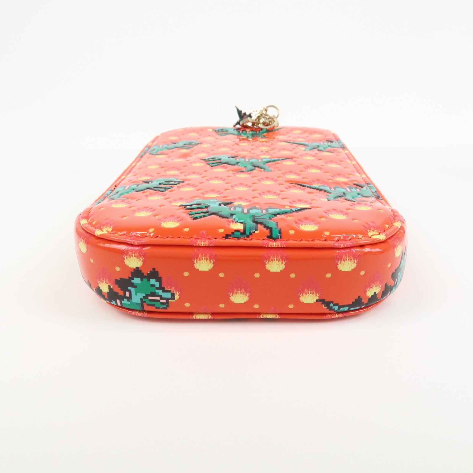 Christian Dior Dinosaur Motif Patent Leather Hand Bag Shoulder Bag