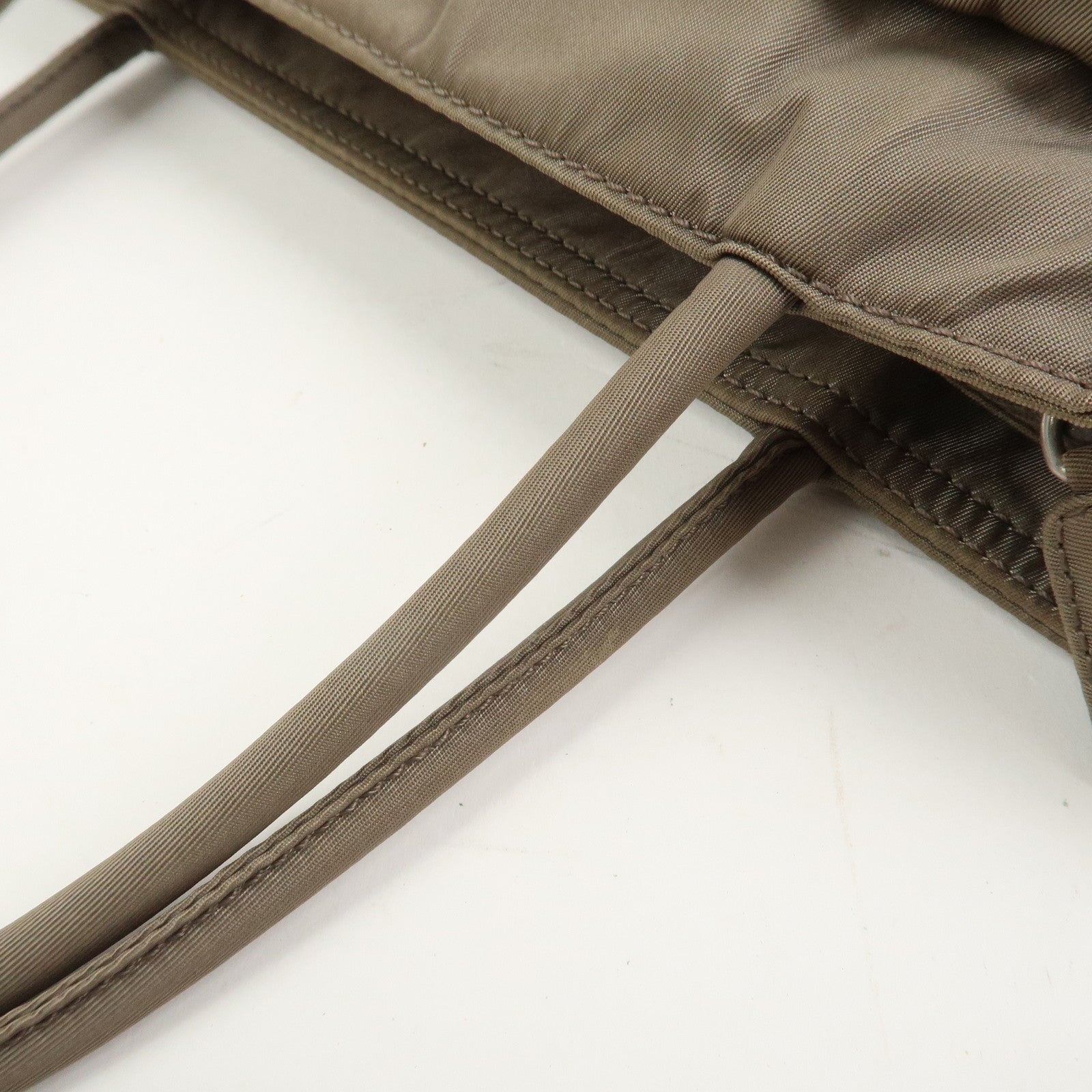 PRADA Triangle Logo Nylon Tote Bag Hand Bag Gray