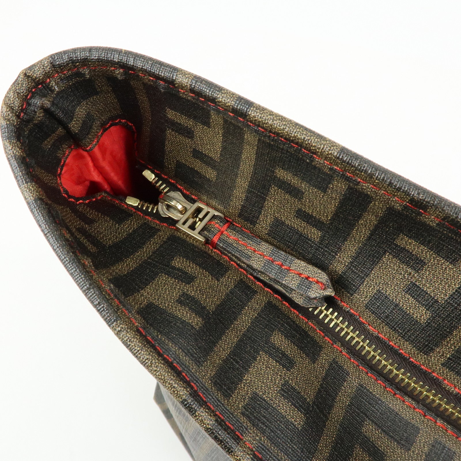 FENDI Zucca PVC Coated Canvas Tote Bag Hand Bag Brown 8BH185