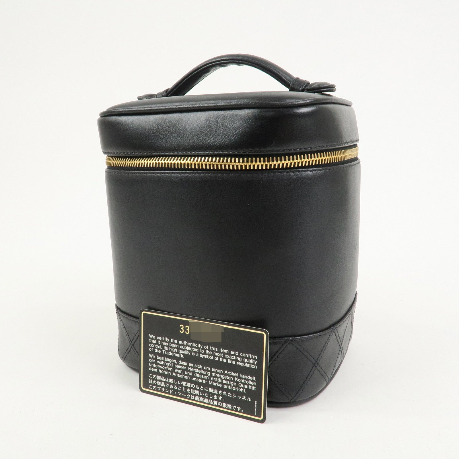 CHANEL Bicolore Lamb Skin Vanity Bag Hand Bag Makeup Bag A01619