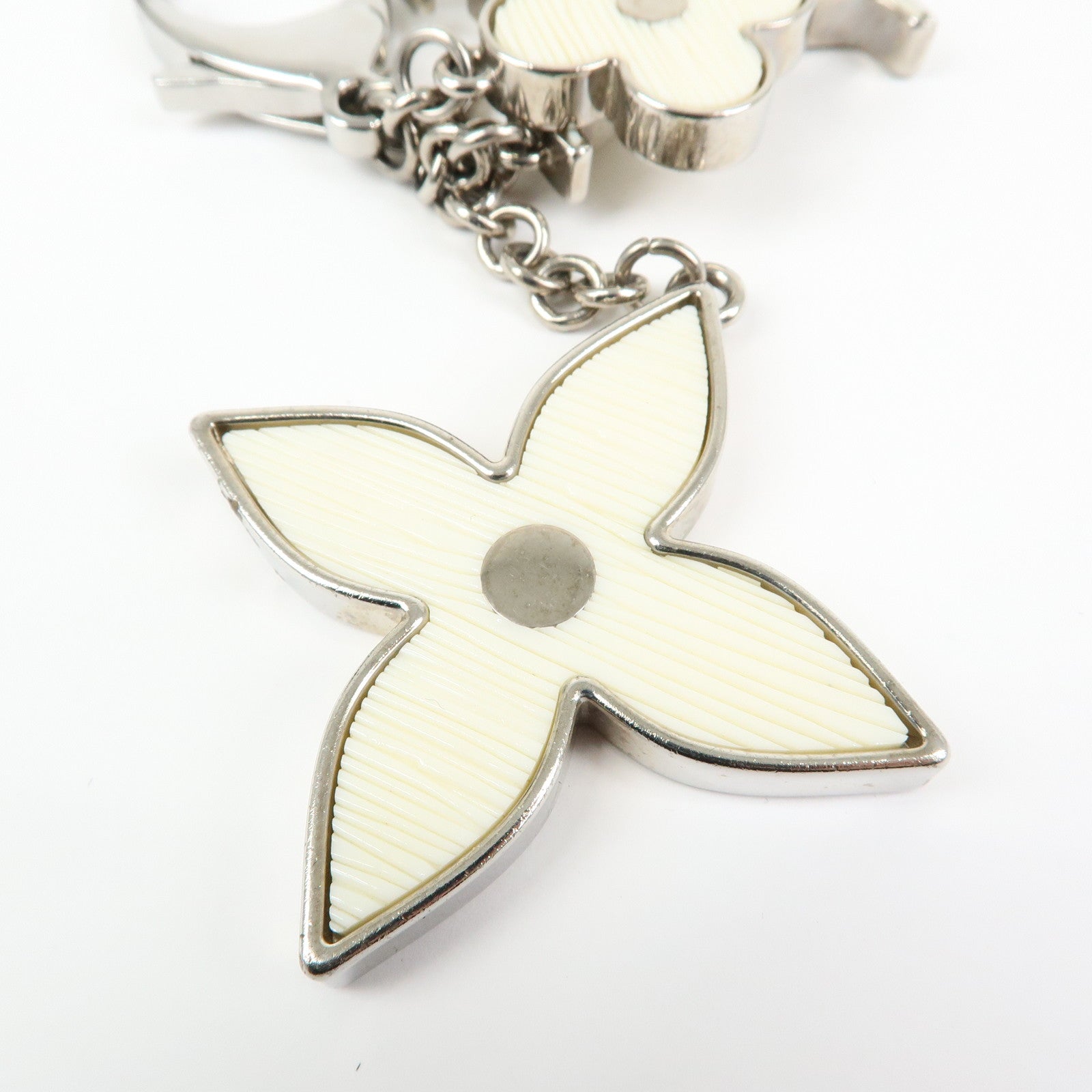 Louis Vuitton Bijoux Sac Fleur de Epi Bag Charm Silver White M65085