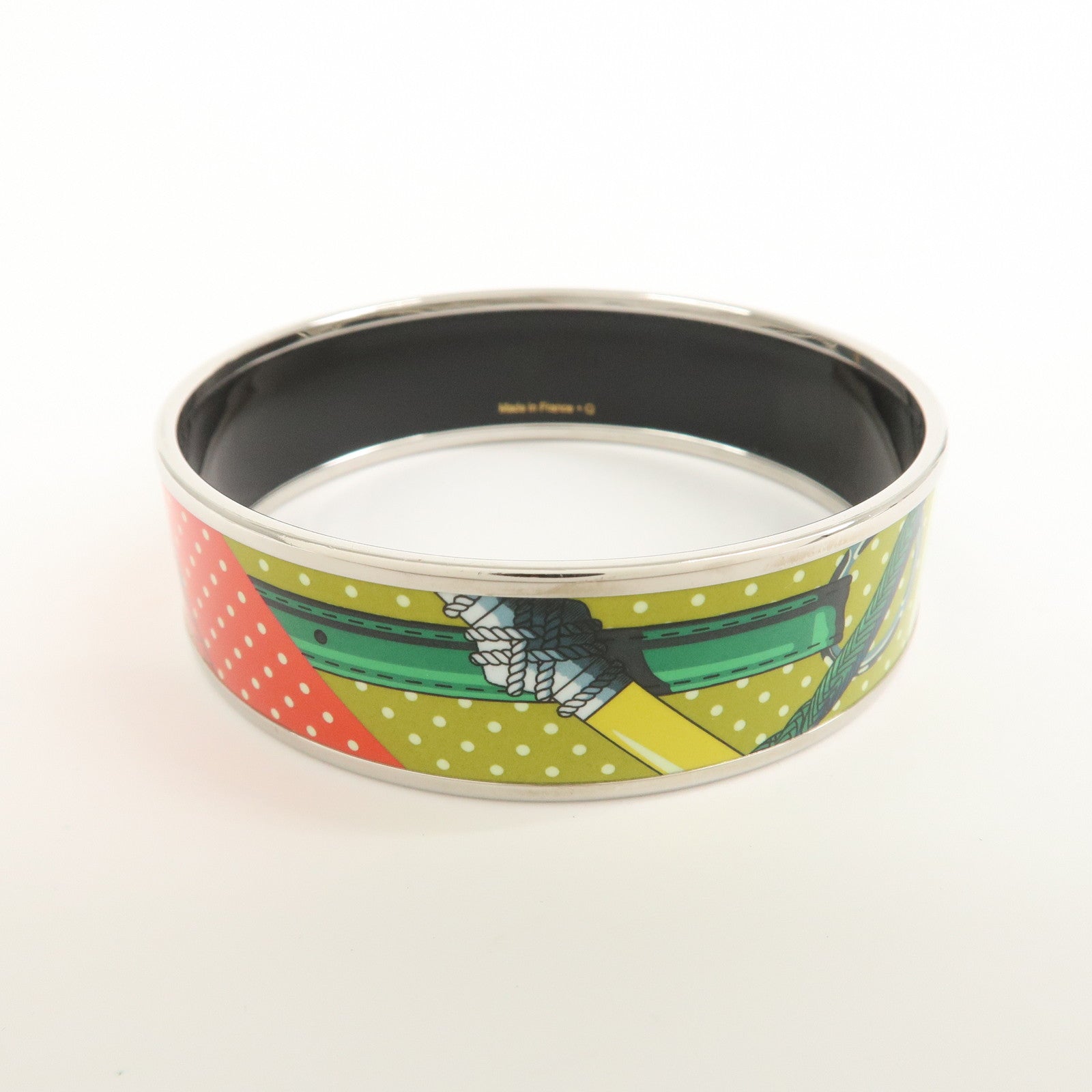 HERMES Email GM Bangle Bracelet Purple Yellow Red