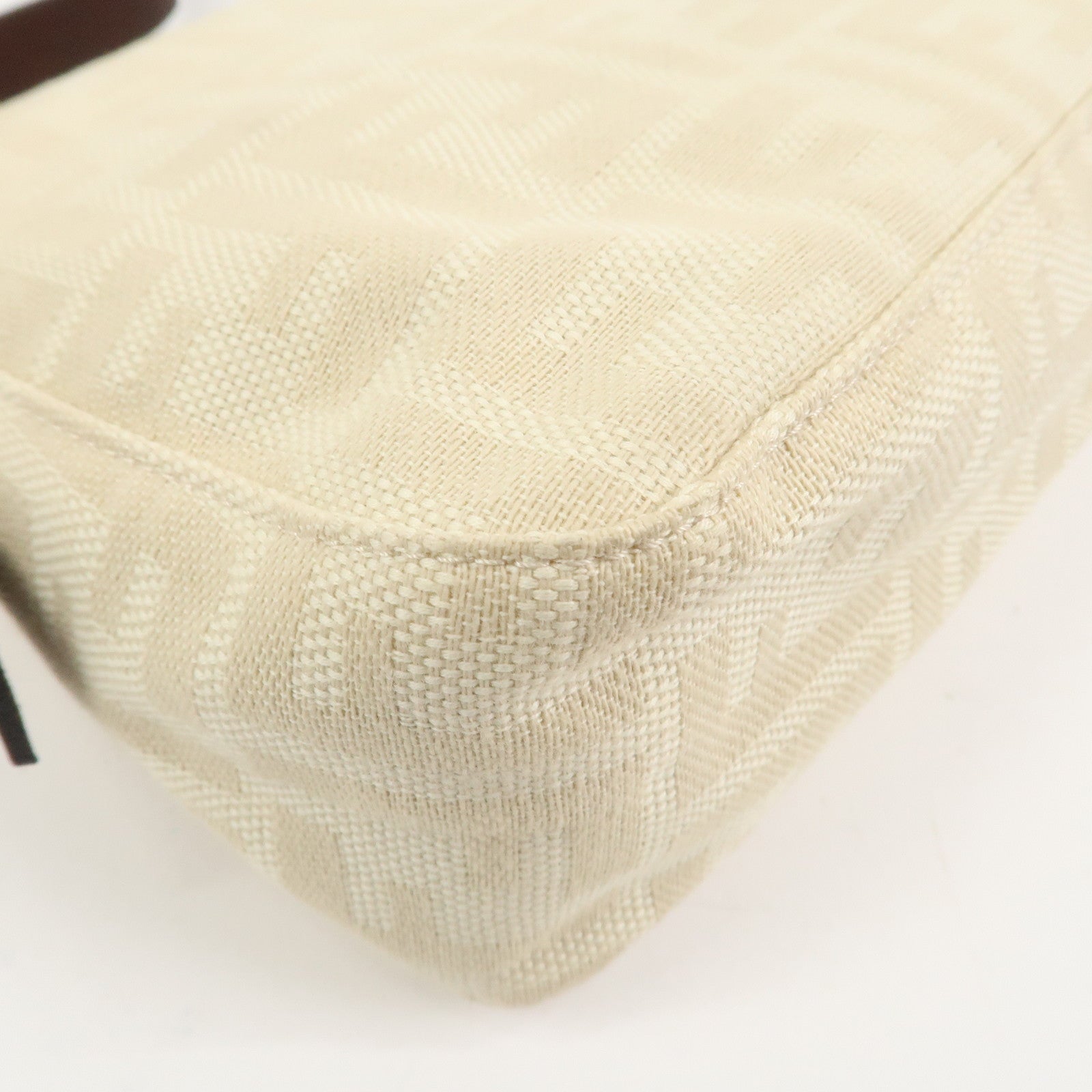 FENDI Zucca Canvas Leather Shoulder Bag Ivory Brown 26566