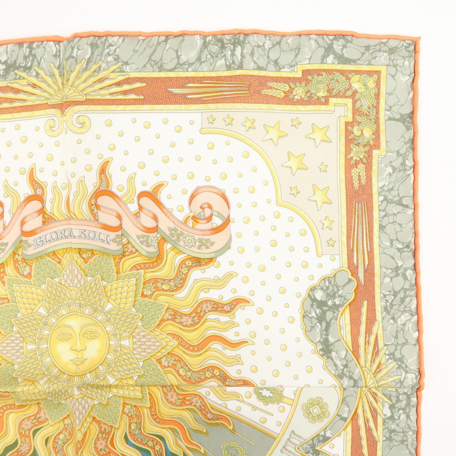 HERMES Carre 40 Silk 100% Scarf CARPE DIEM Clock Print