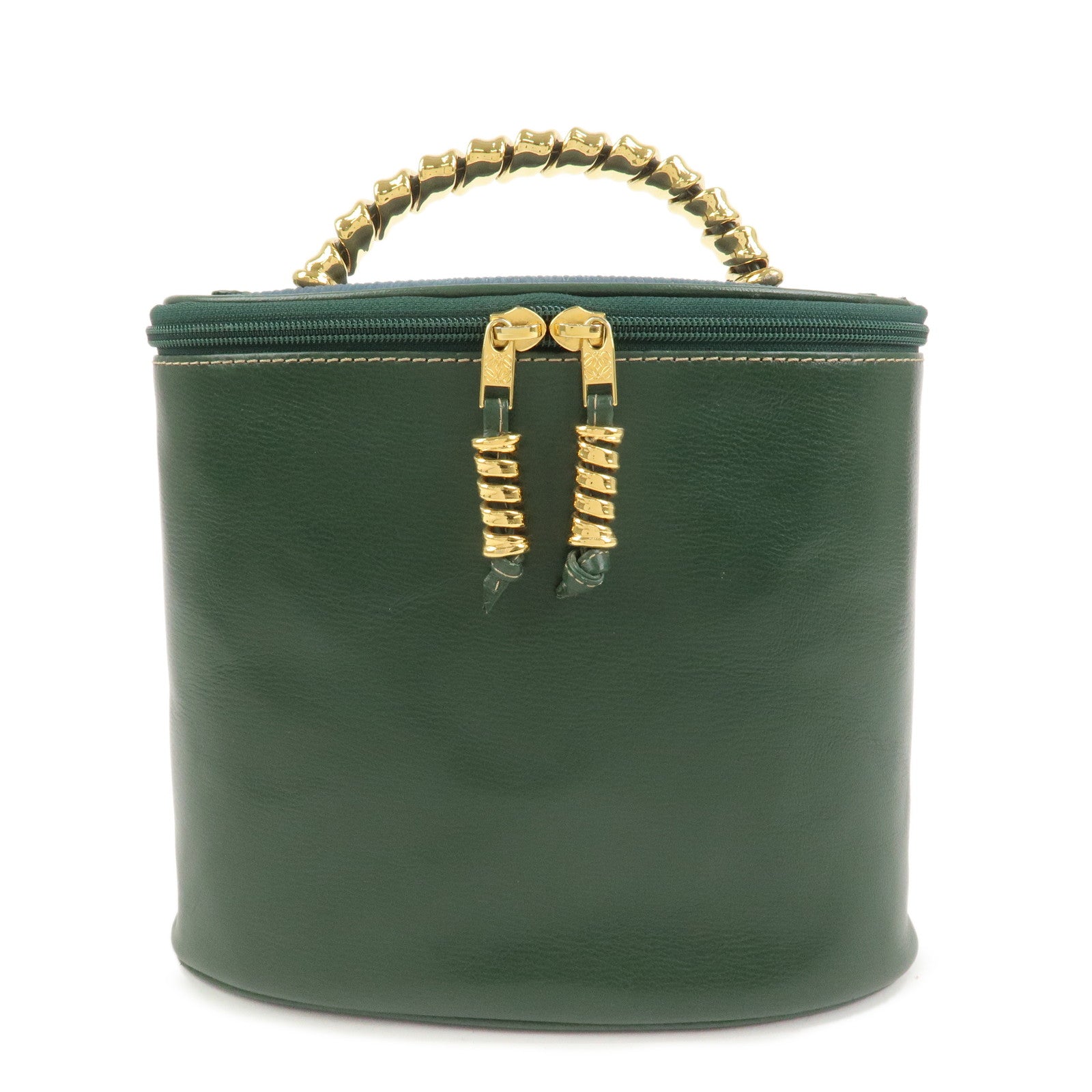 LOEWE Velazquez Calf Leather Hand Bag Vanity Bag Green