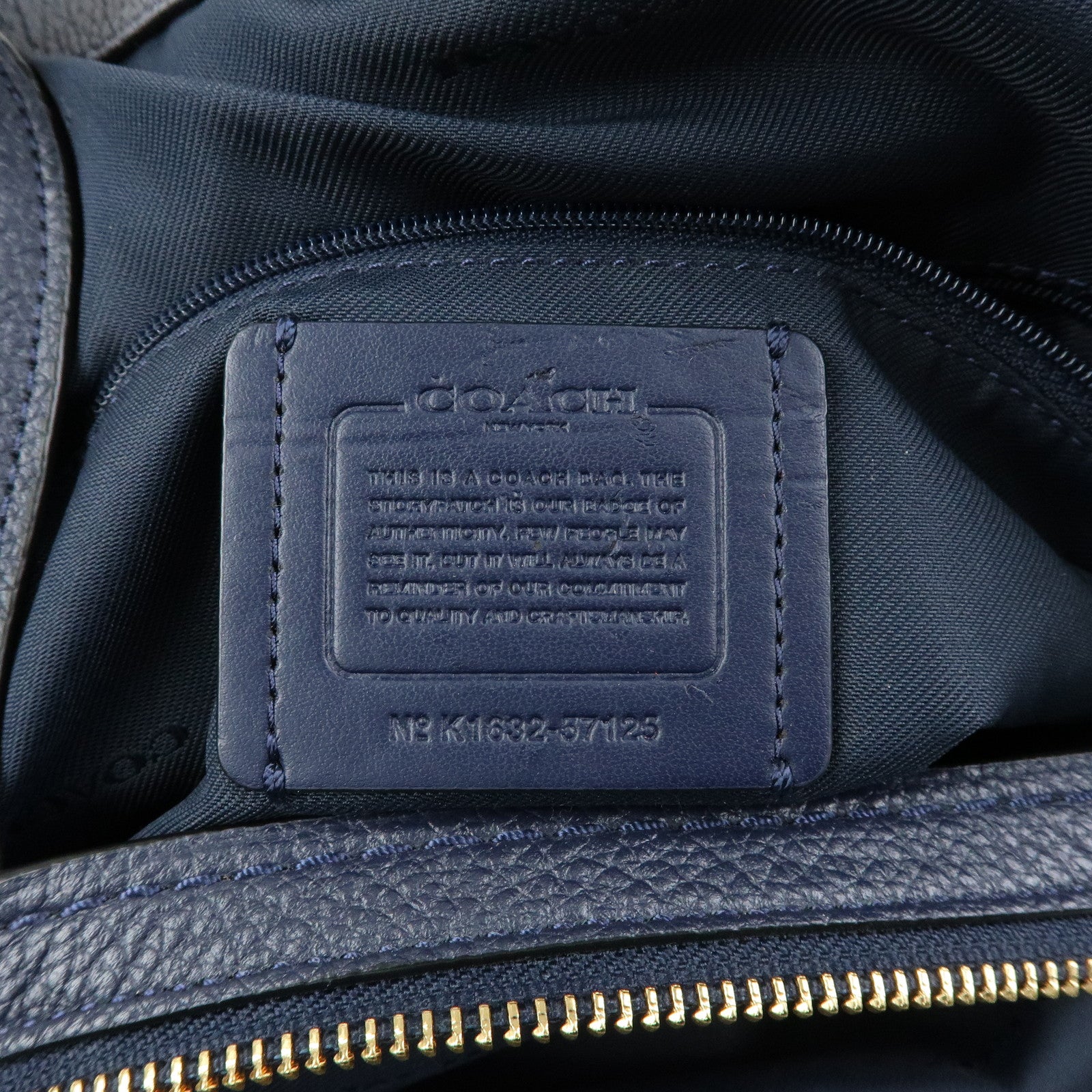 COACH Edie Leather Tote Bag Shoulder Bag Hand Bag Navy