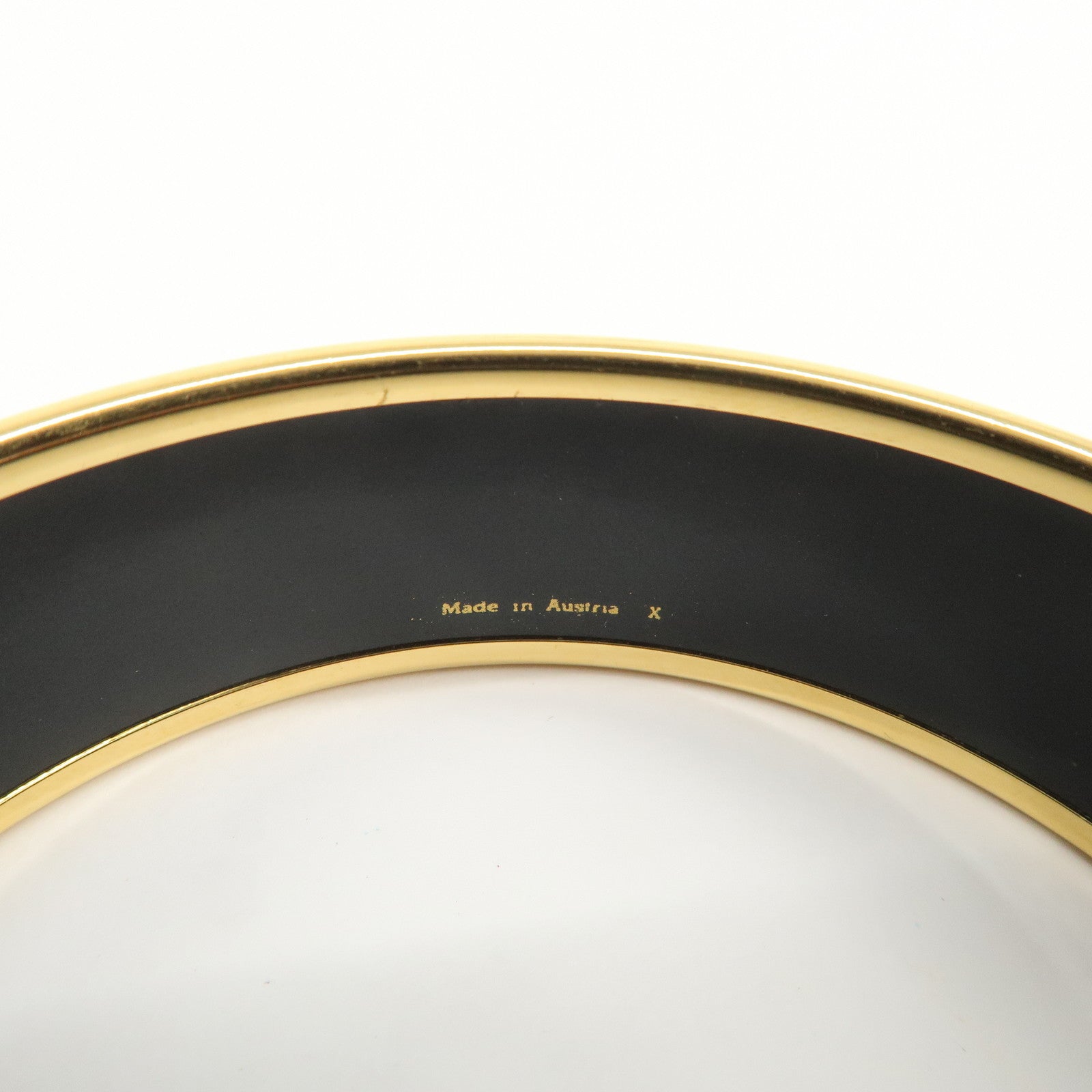 HERMES Email GM Gold Plated Bangle Bracelet Navy Gold