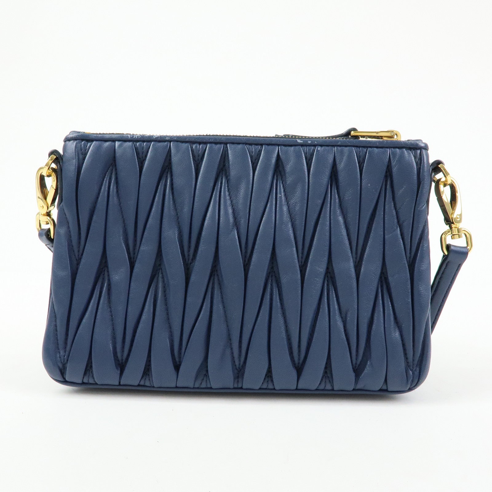 MIU MIU Matelasse Leather Shoulder Bag Crossbody Bag Blue