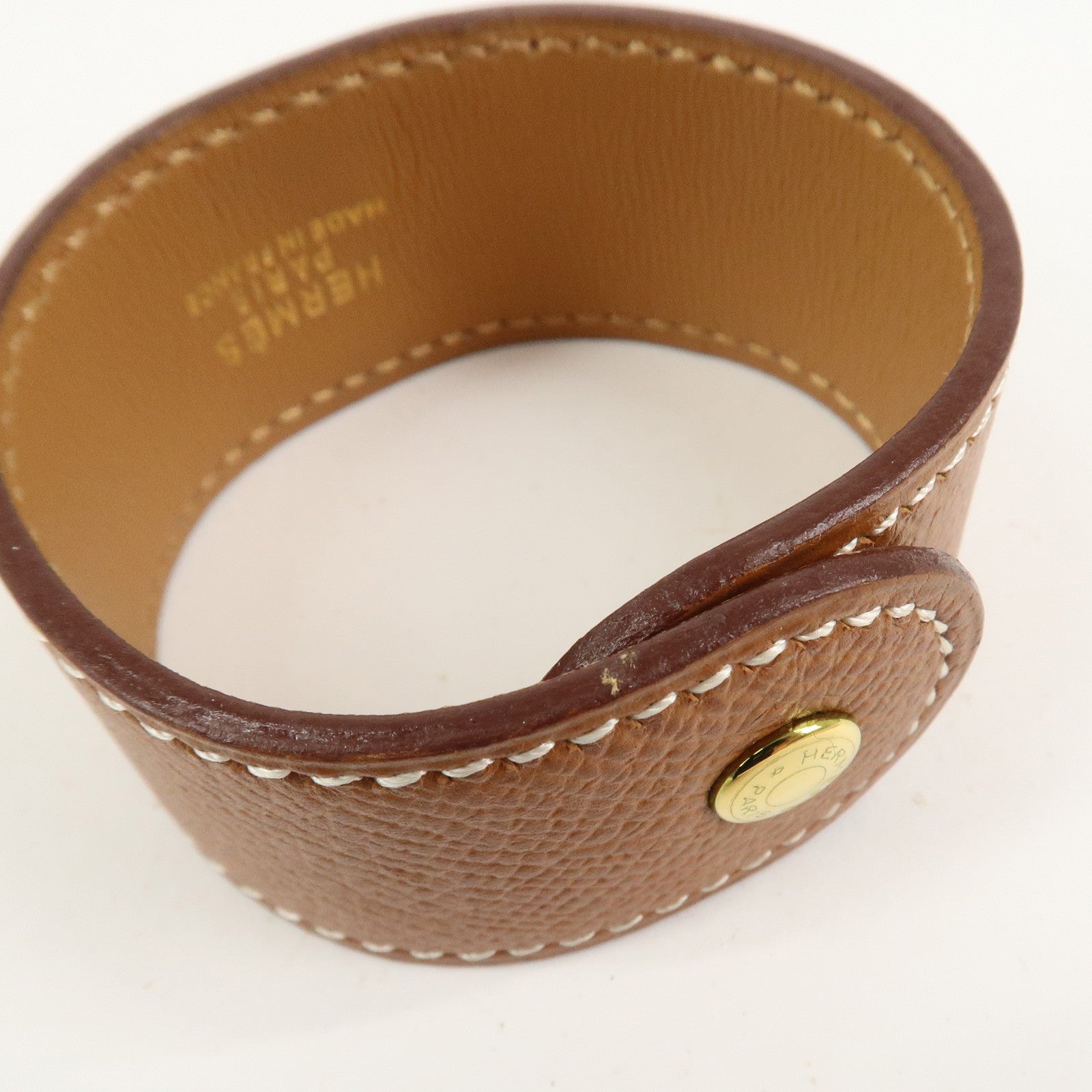 HERMES Medor Leather Bracelet Brown