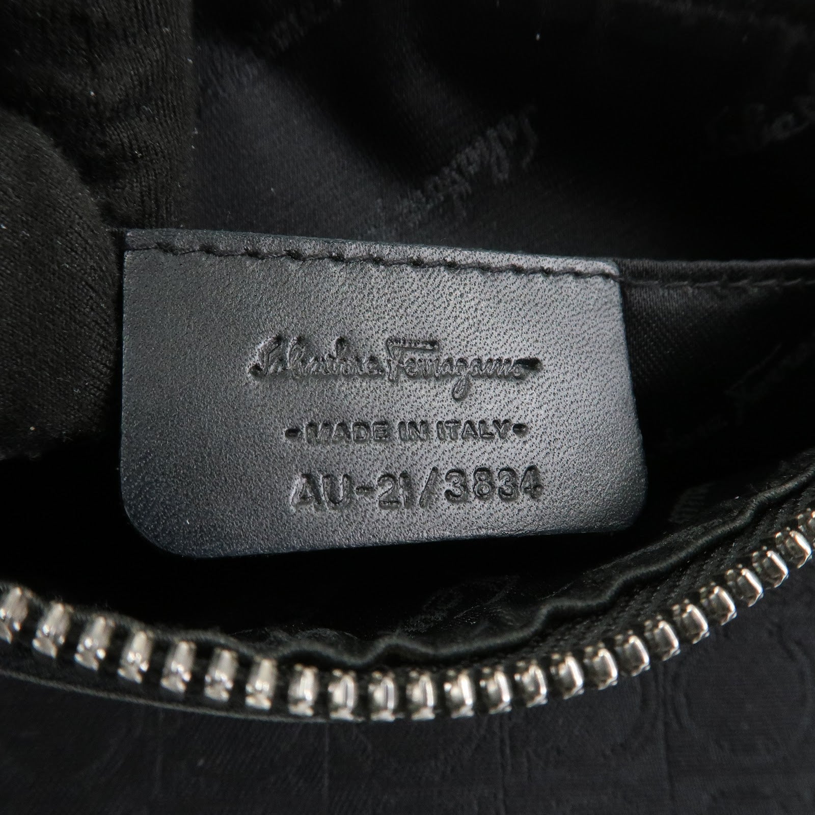 Ferragamo Gancini Canvas Leather Shoulder Bag Hand Bag Black