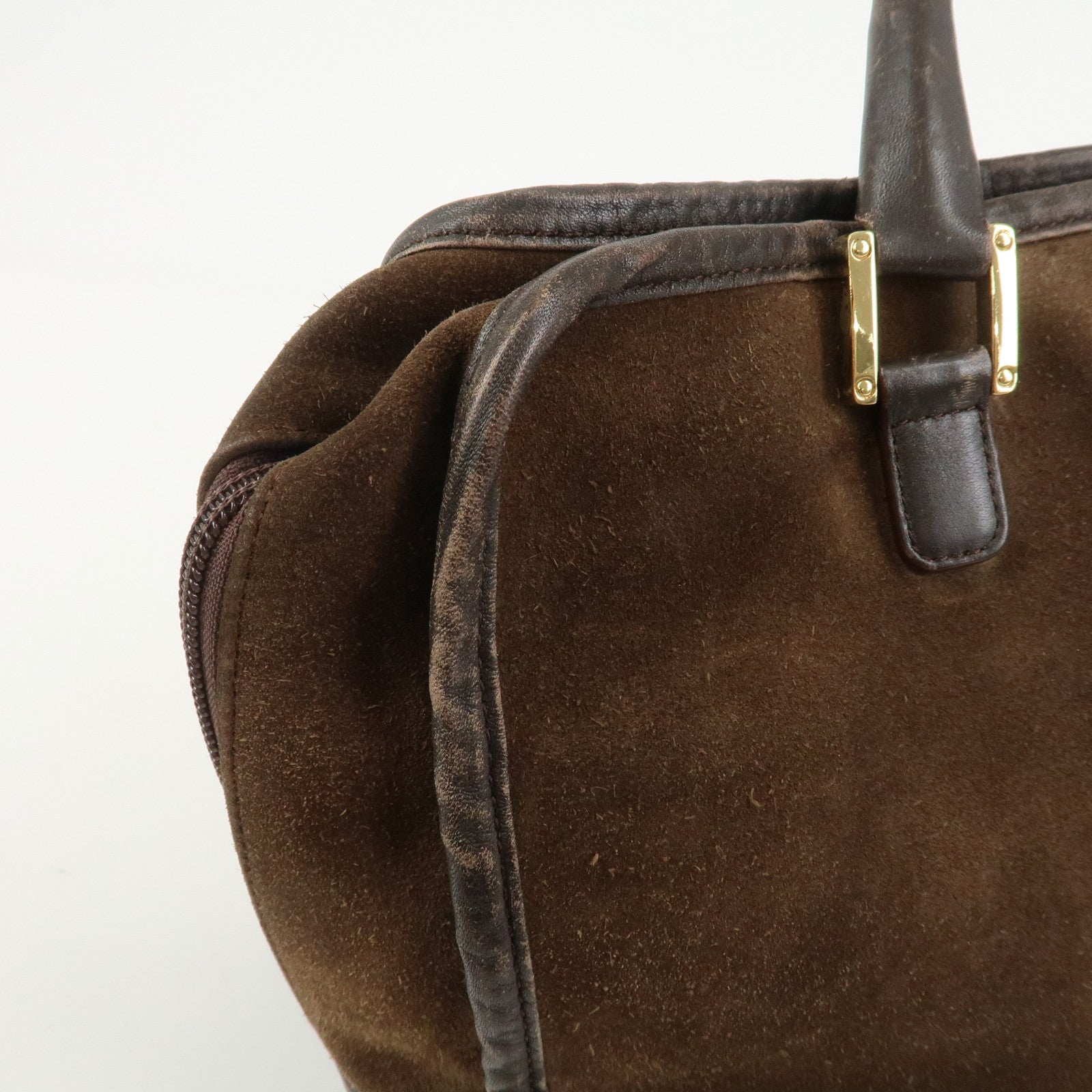 LOEWE Anagram Amazona 32 Suede Leather Hand Bag Boston Bag Brown