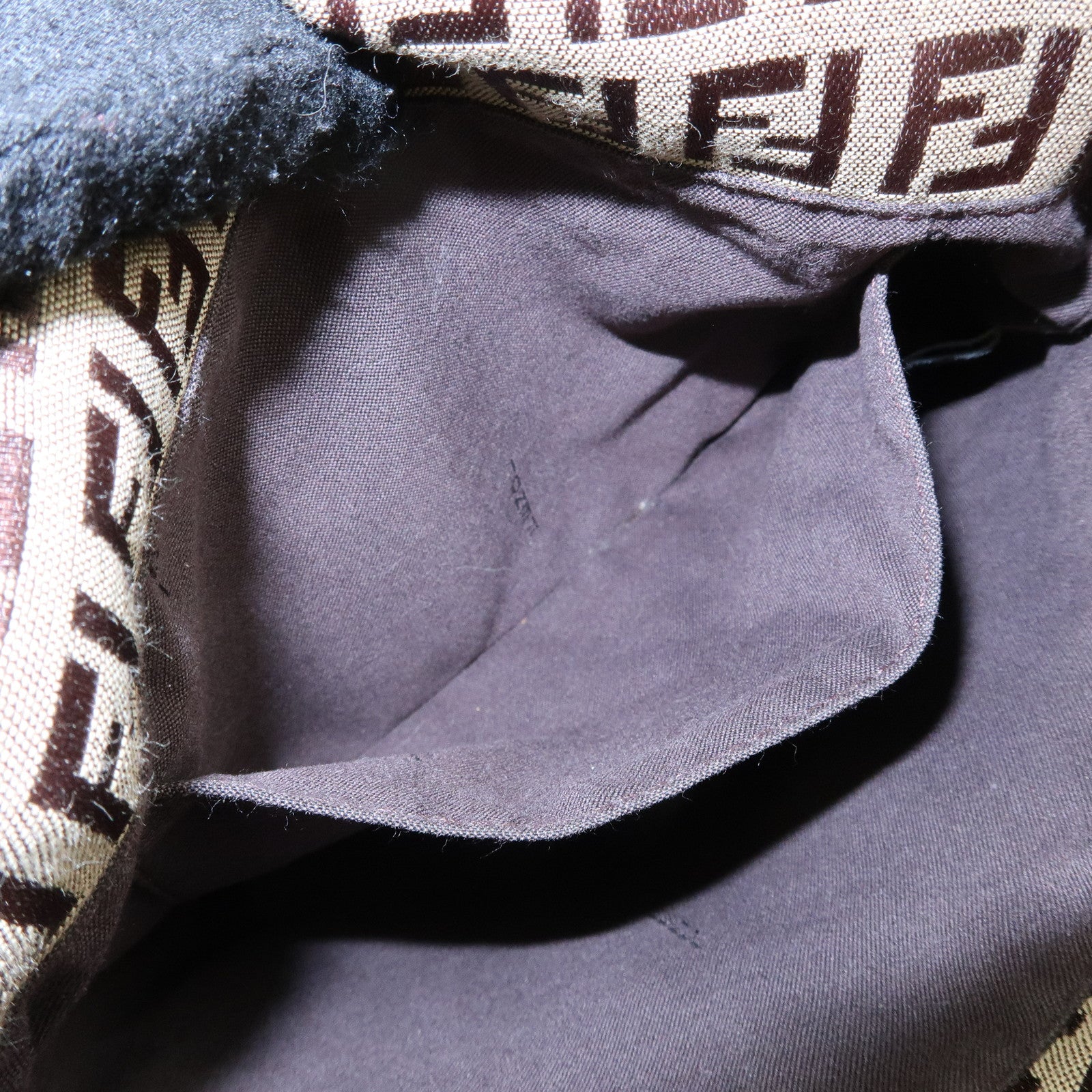 FENDI Zucchino Canvas Leather Shoulder Crossbody Bag Brown 8BT075