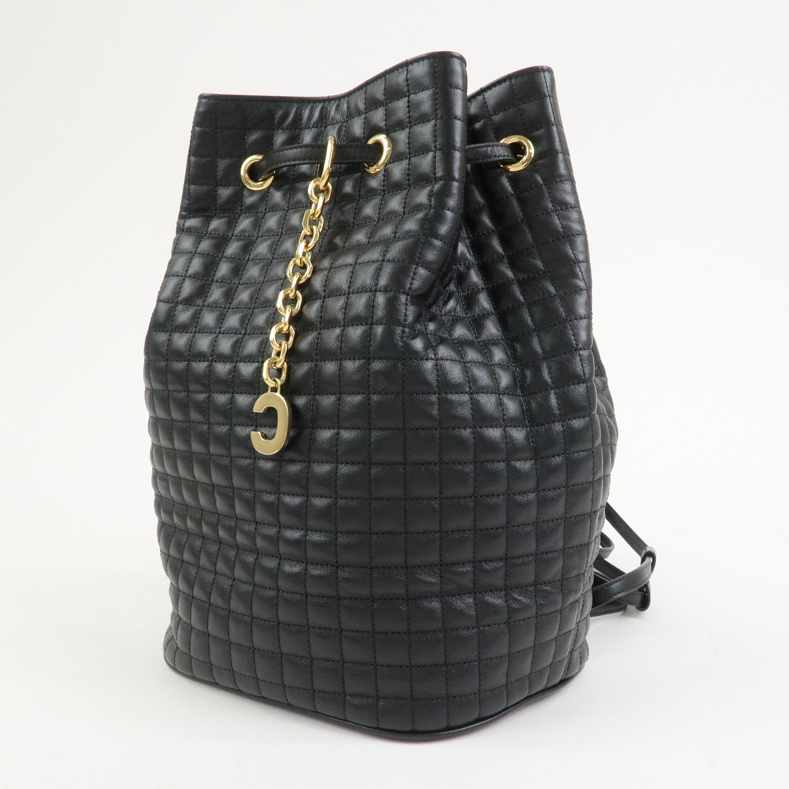 CELINE Quilted Leather Backpack Rucksack Shoulder Bag Black