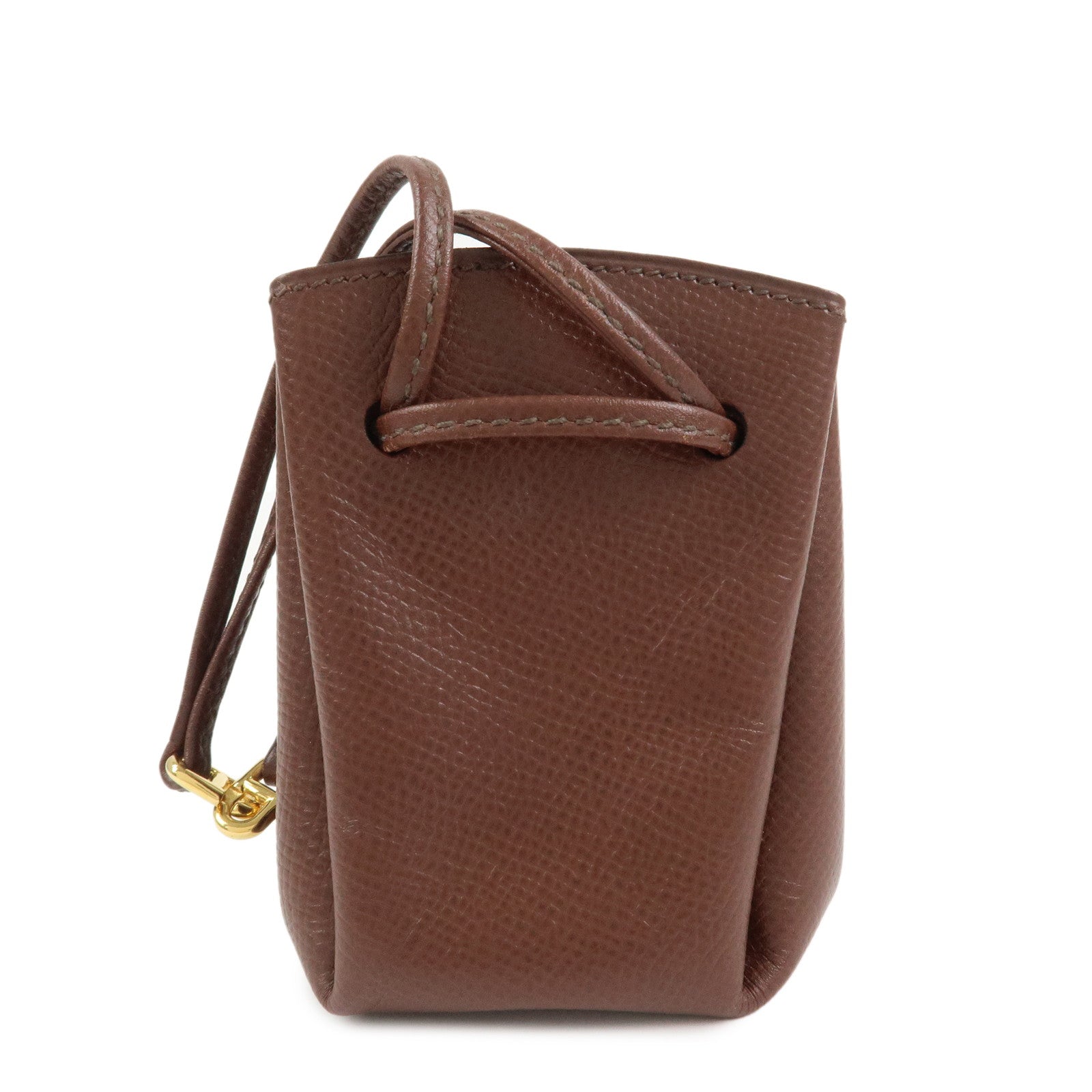 HERMES Vespa Courchevel Calf Leather □A Stamped Pouch Hand Bag