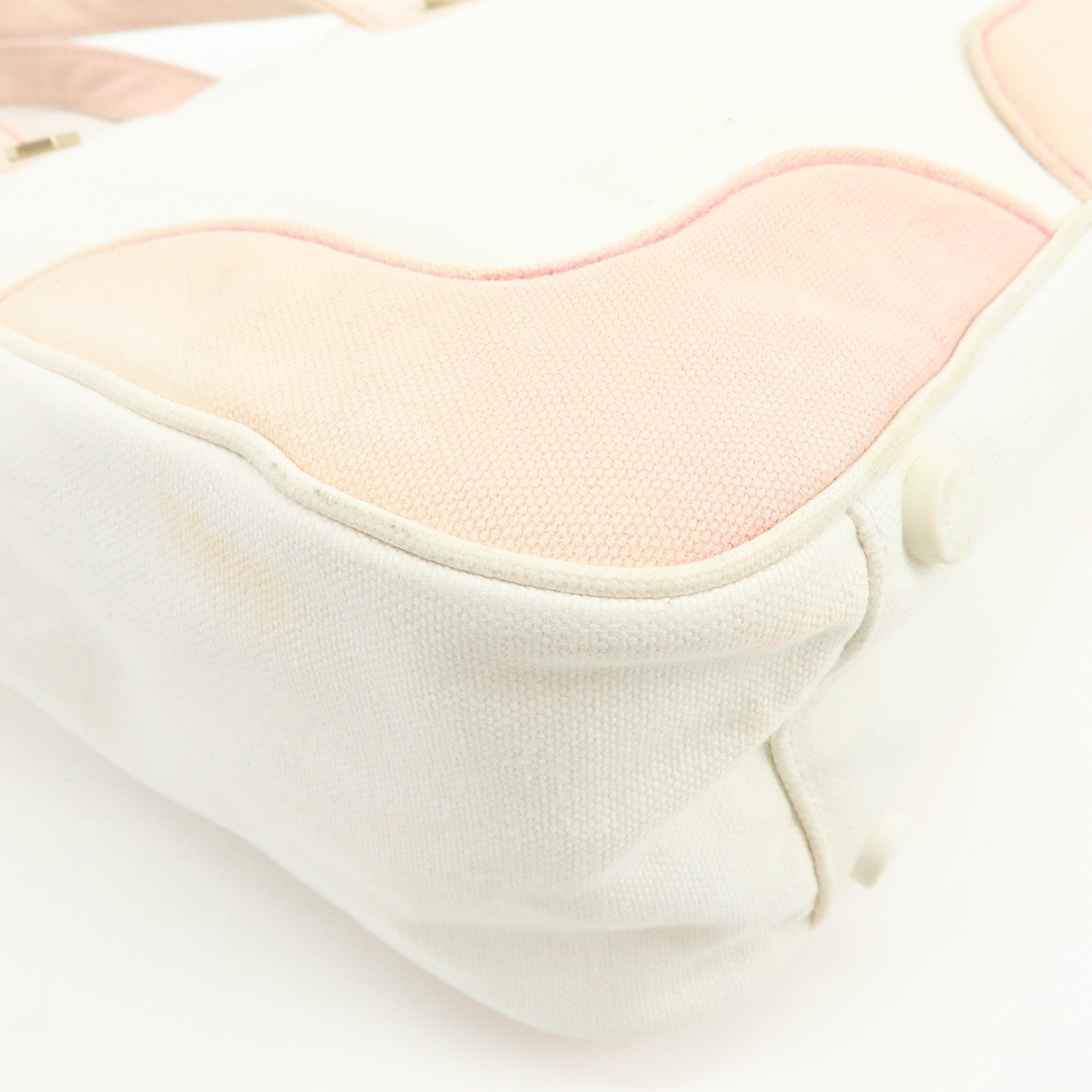 CHANEL Marshmallow Canvas Hand Bag Tote Bag White Pink