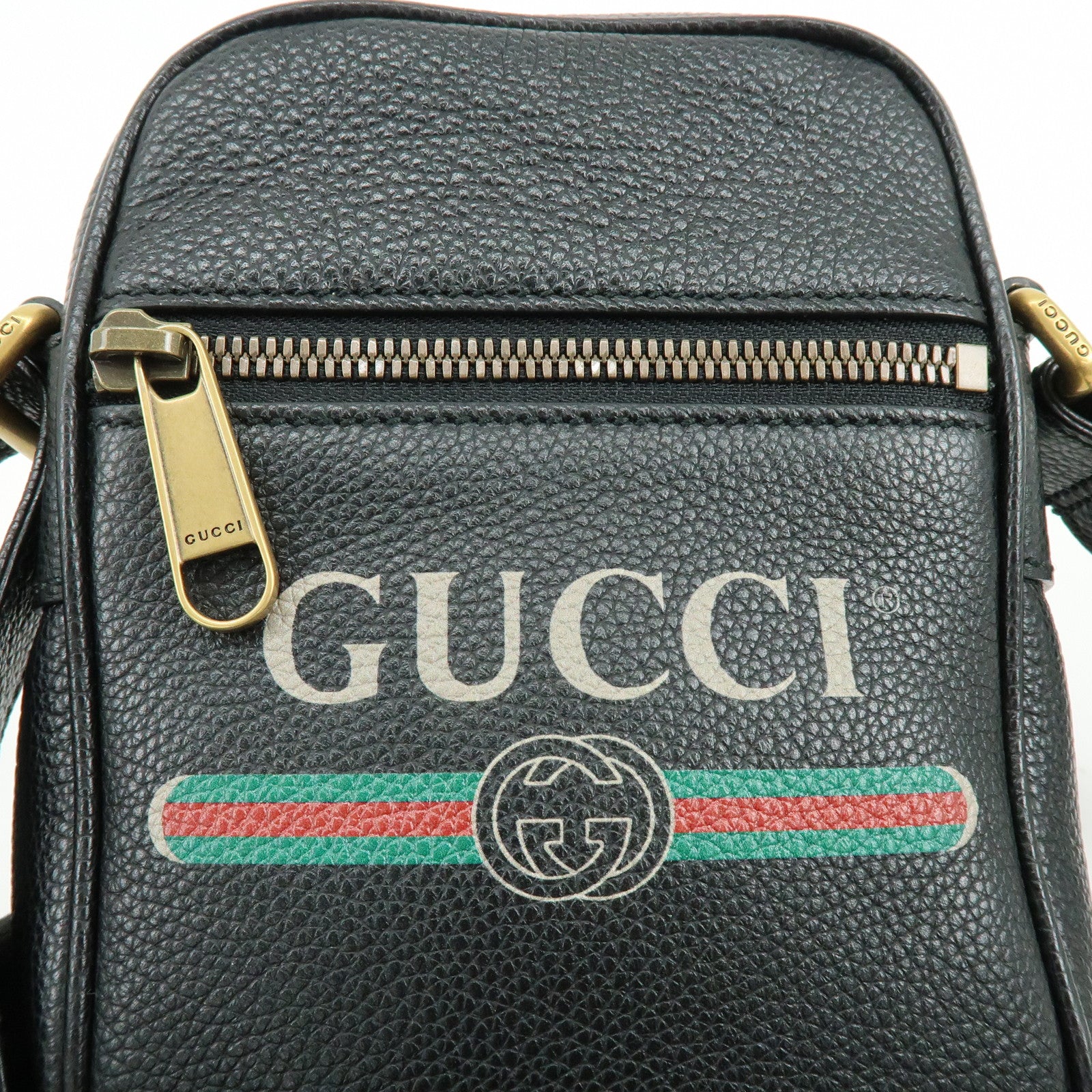 GUCCI Sherry Calf Leather Vintage Logo Shoulder Bag Black 574803